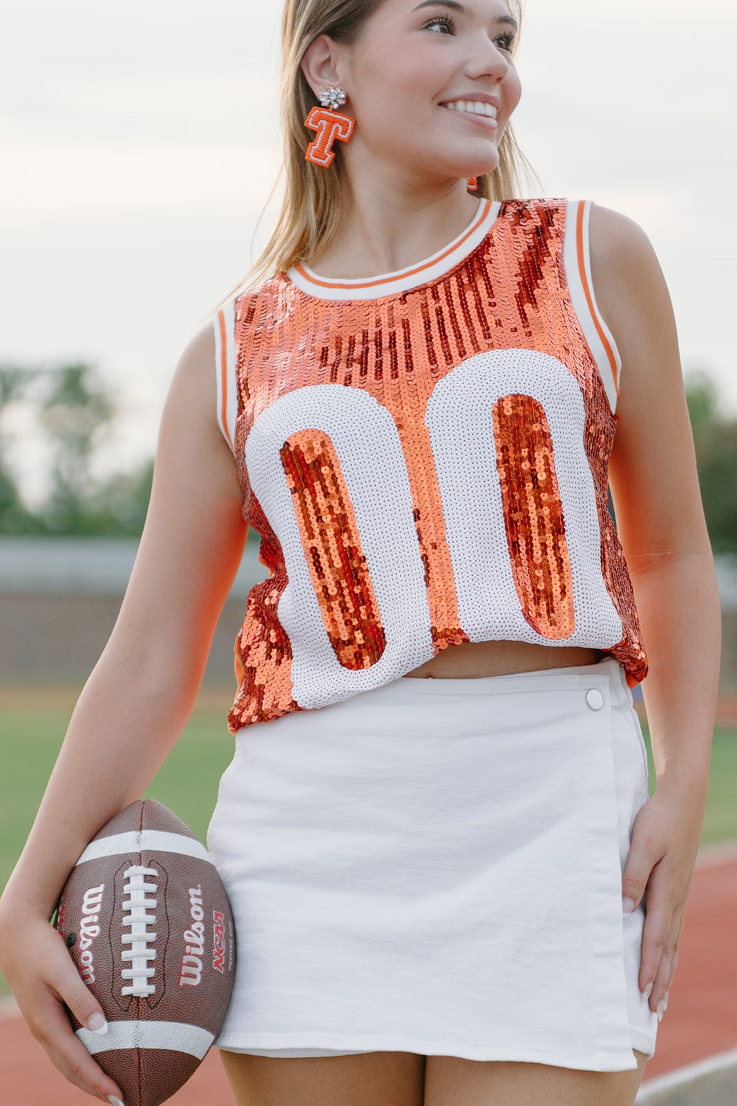 Orange & White Sequin Sleeveless Jersey Dress for Women - Sparkly Party Outfit for Nightclub, Prom, and Special Occasions