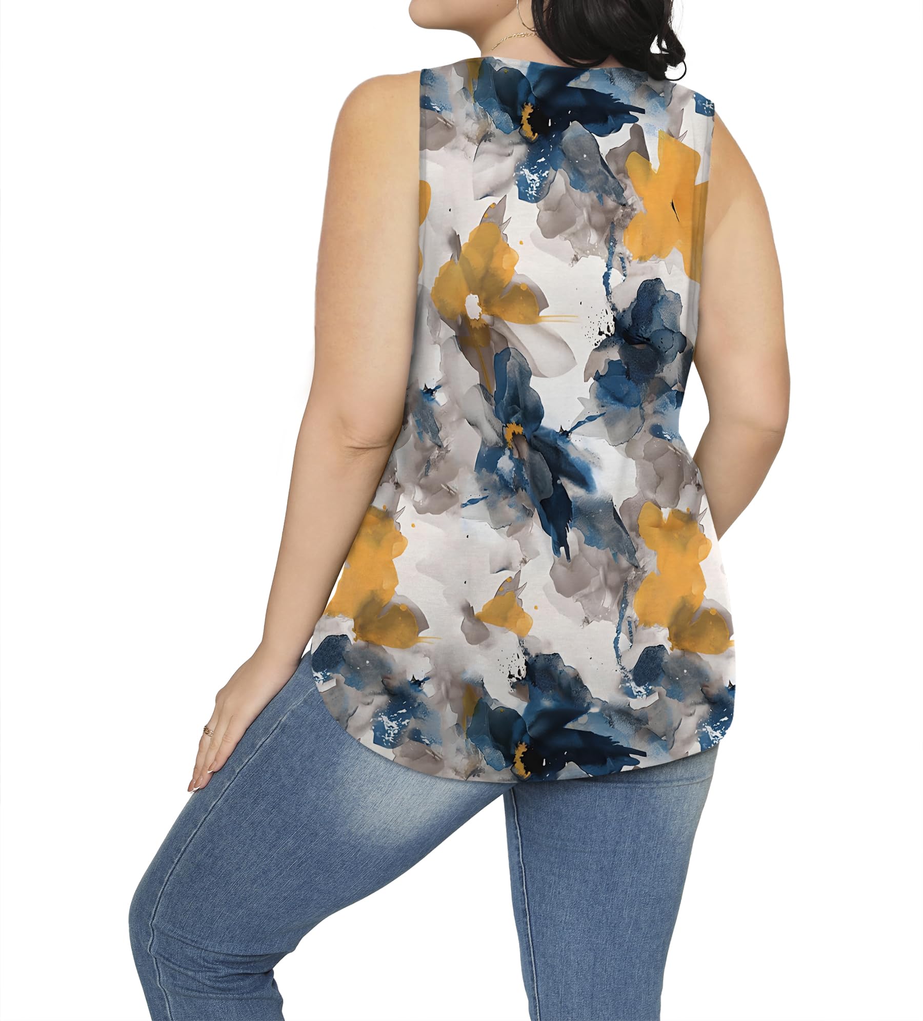 Besshopie Women's Summer Tank Tops - Pleated Round Neck Sleeveless Blouse, Casual Flowy Tunic Top for Women | Perfect for Beach, Vacation & Everyday Wear