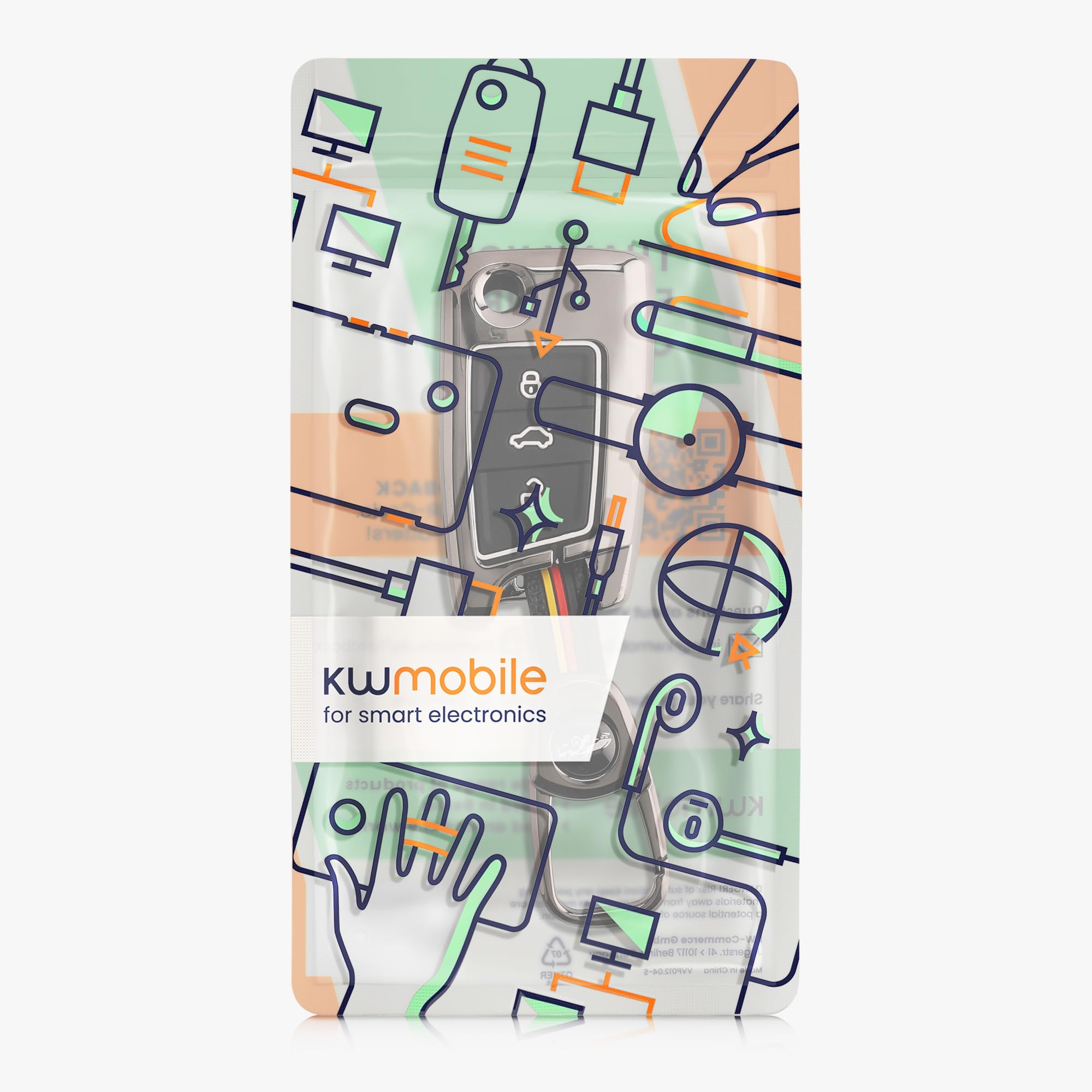 kwmobile Key Cover Compatible with VW Golf 7 MK7 3 Button Car Key Fob Case - Germany Black/Yellow/White - Durable Protection for Volkswagen Keys (Perfect for Everyday Use & Travel)