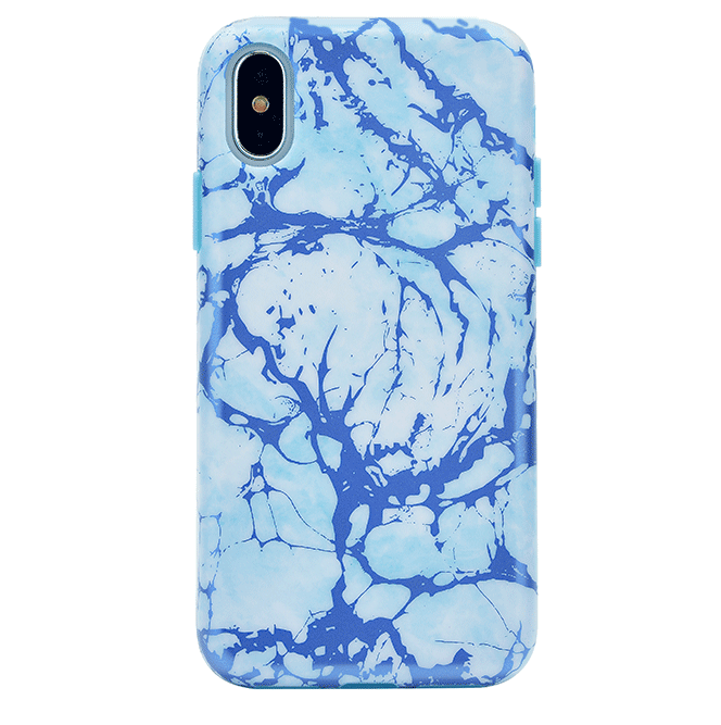 Premium Ocean Blue Chrome Marble iPhone Case - Shatterproof Protective Cover with Slim Fit Design | Perfect for Everyday Use, Travel & Fashion Accessory