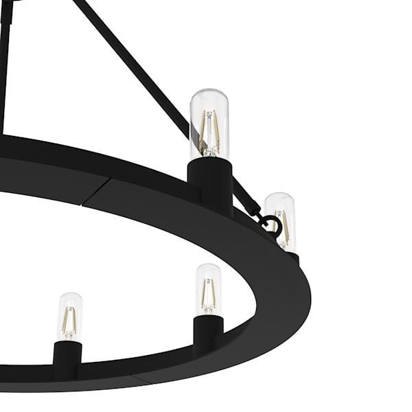 Hunter Saddlewood 9-Light Chandelier in Natural Iron - Rustic Farmhouse Ceiling Light Fixture for Dining Room, Living Room & Bedroom Decor