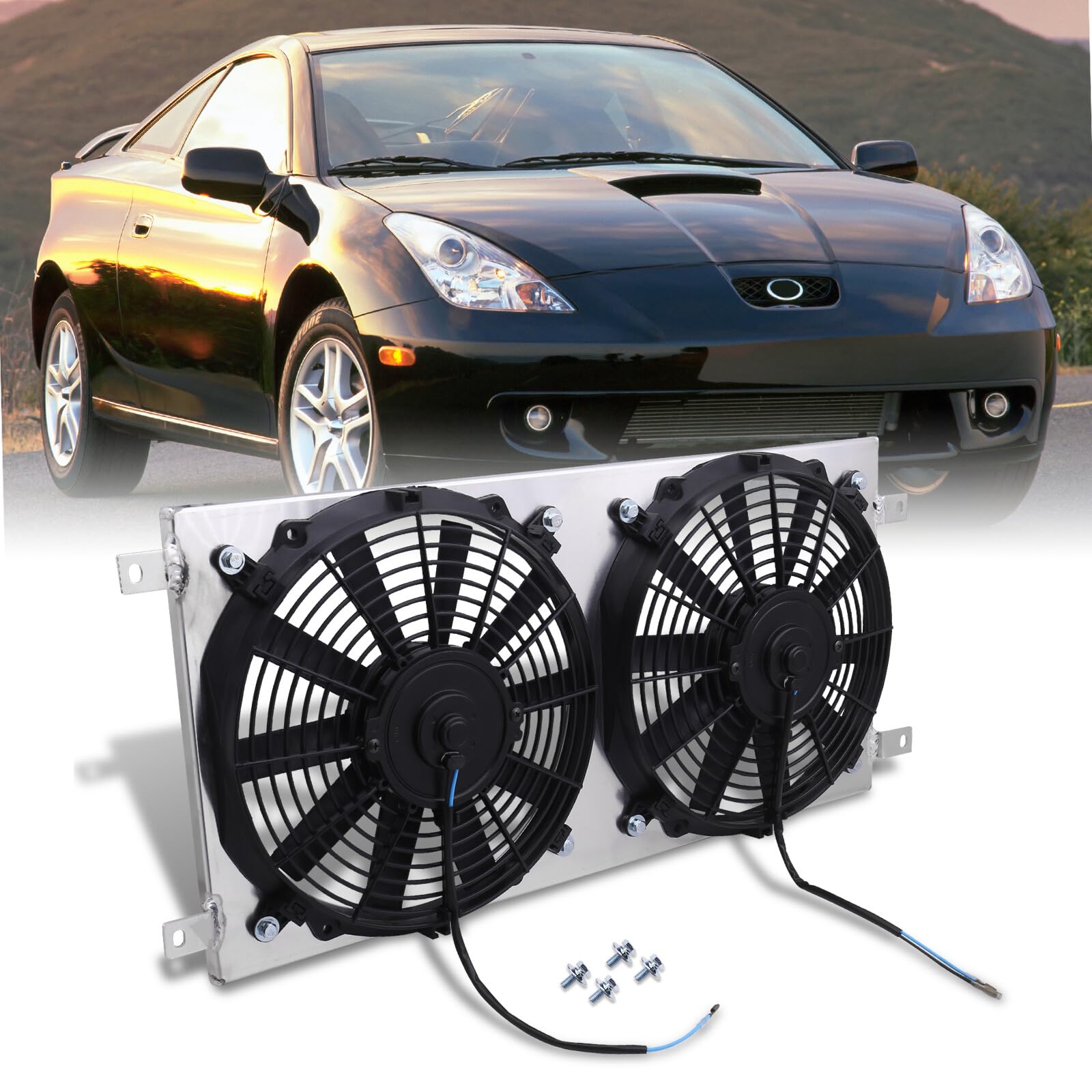 Upgraded JDM Manual Transmission Aluminum Radiator with Dual 12