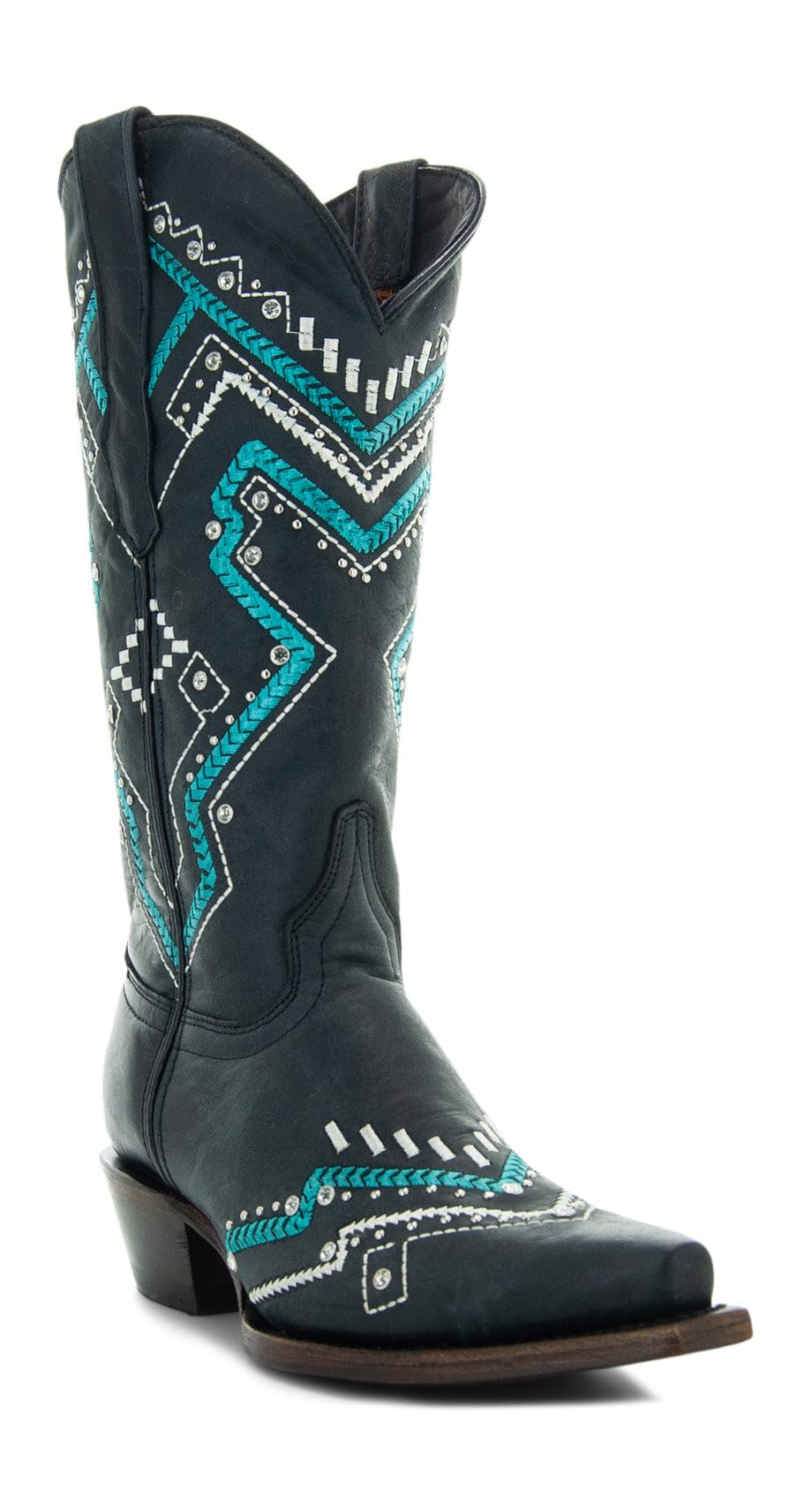**Soto Boots Women's Turquoise Embroidered Snip Toe Cowgirl Boots - Genuine Leather Handcrafted Western Boots for Women (M50063) - Perfect for Rodeo, Country Dance & Casual Wear**