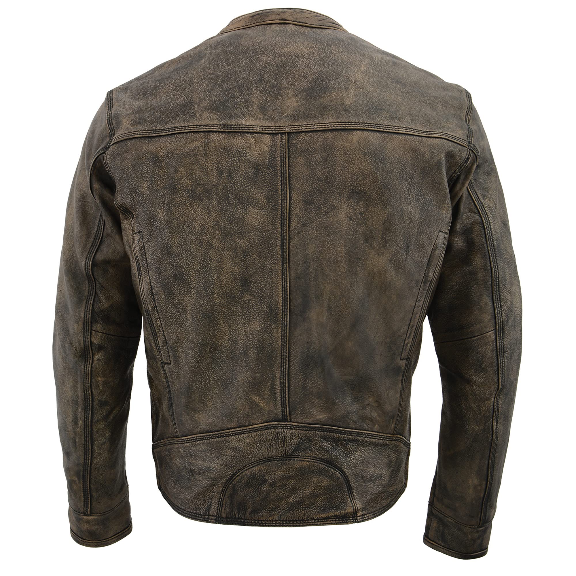 Milwaukee Leather Men's Distressed Scooter Jacket MLM1550 - Brown Genuine Leather Motorcycle Jacket with Venting | Perfect for Riding, Commuting & Casual Wear