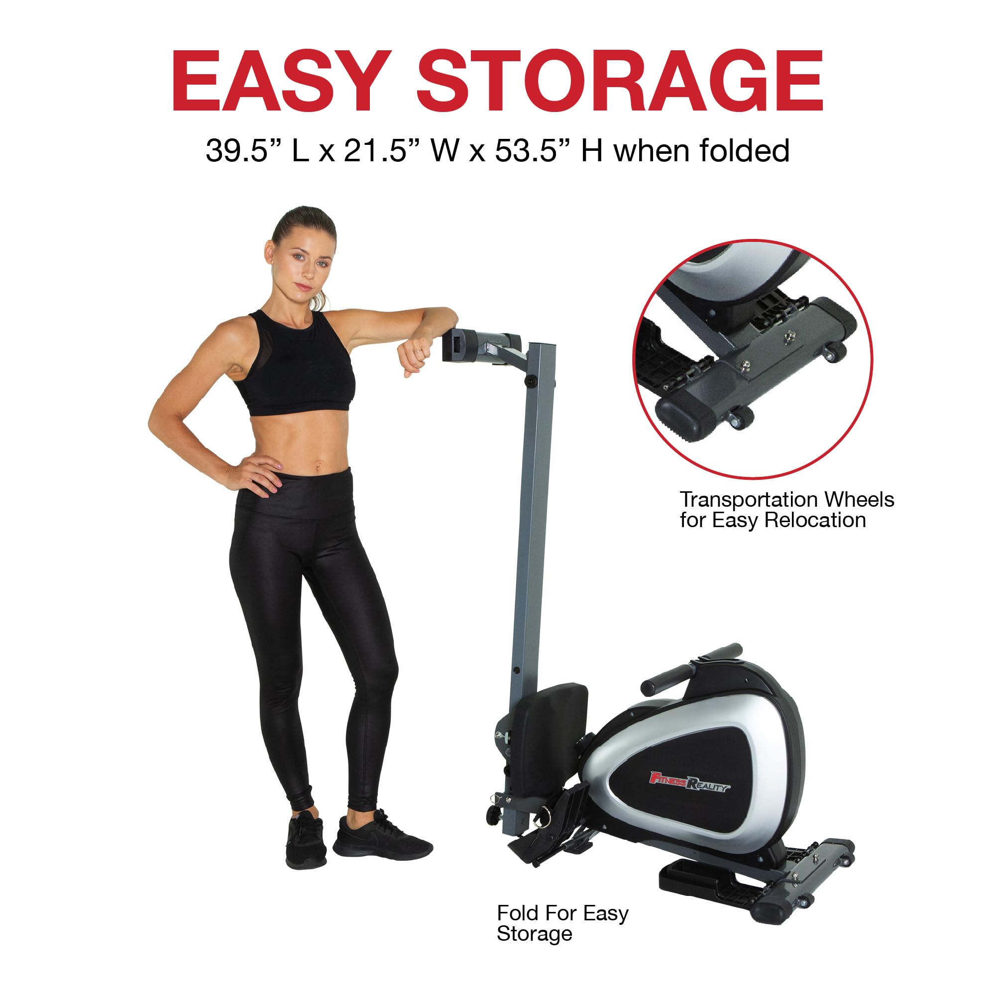 Fitness Reality Magnetic Rowing Machine with Bluetooth Connectivity - Smart Workout Tracking, Full Body Exercise, App Compatible & Tablet Holder - Perfect for Home Gym & Cardio Training | Ideal for Small Spaces, Apartment Workouts & Indoor Fitness