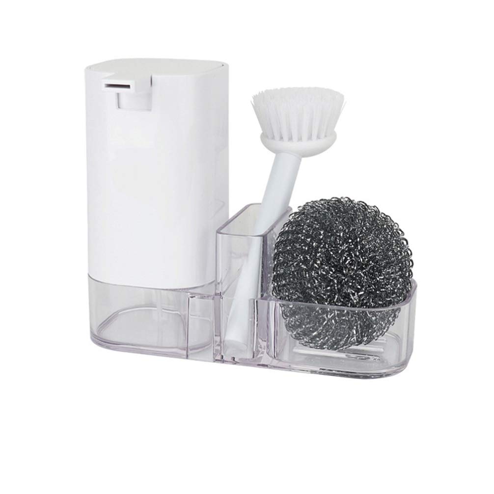 Hemoton Kitchen Sink Brush Set with Holder - Scrubbers & Steel Handle for Dish Washing & Cleaning