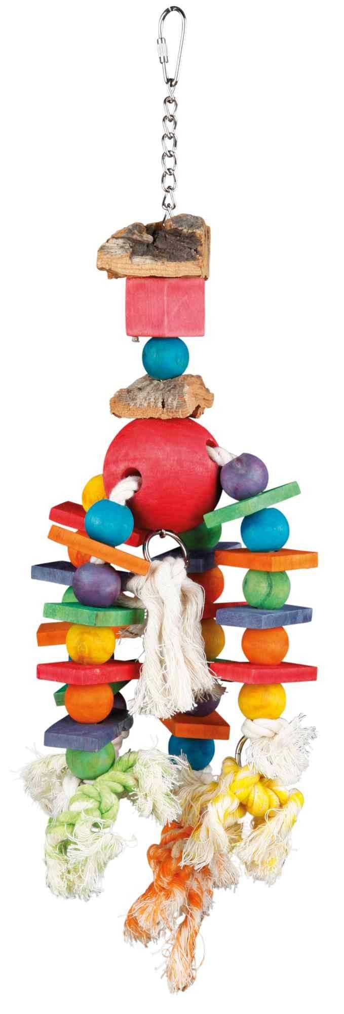 Trixie 35cm Wooden Dog Chew Toy with Rope - Durable Natural Puppy Teething Toy for Small & Medium Dogs - Perfect for Indoor Play, Outdoor Fetch & Dental Health