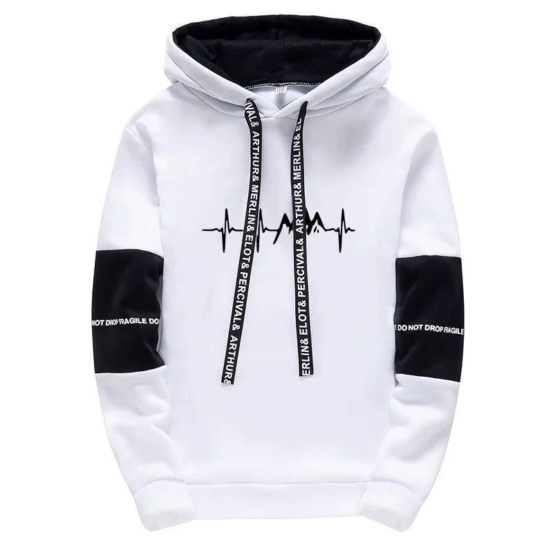**Men's Casual Print Tracksuit Set - Hooded Sweatshirt & Jogger Pants for Streetwear, Harajuku Style, Gym & Daily Wear | High-Quality Comfort Outfit**    *(场景: Perfect for jogging, gym workouts, casual streetwear, and everyday comfortable fashion.)*