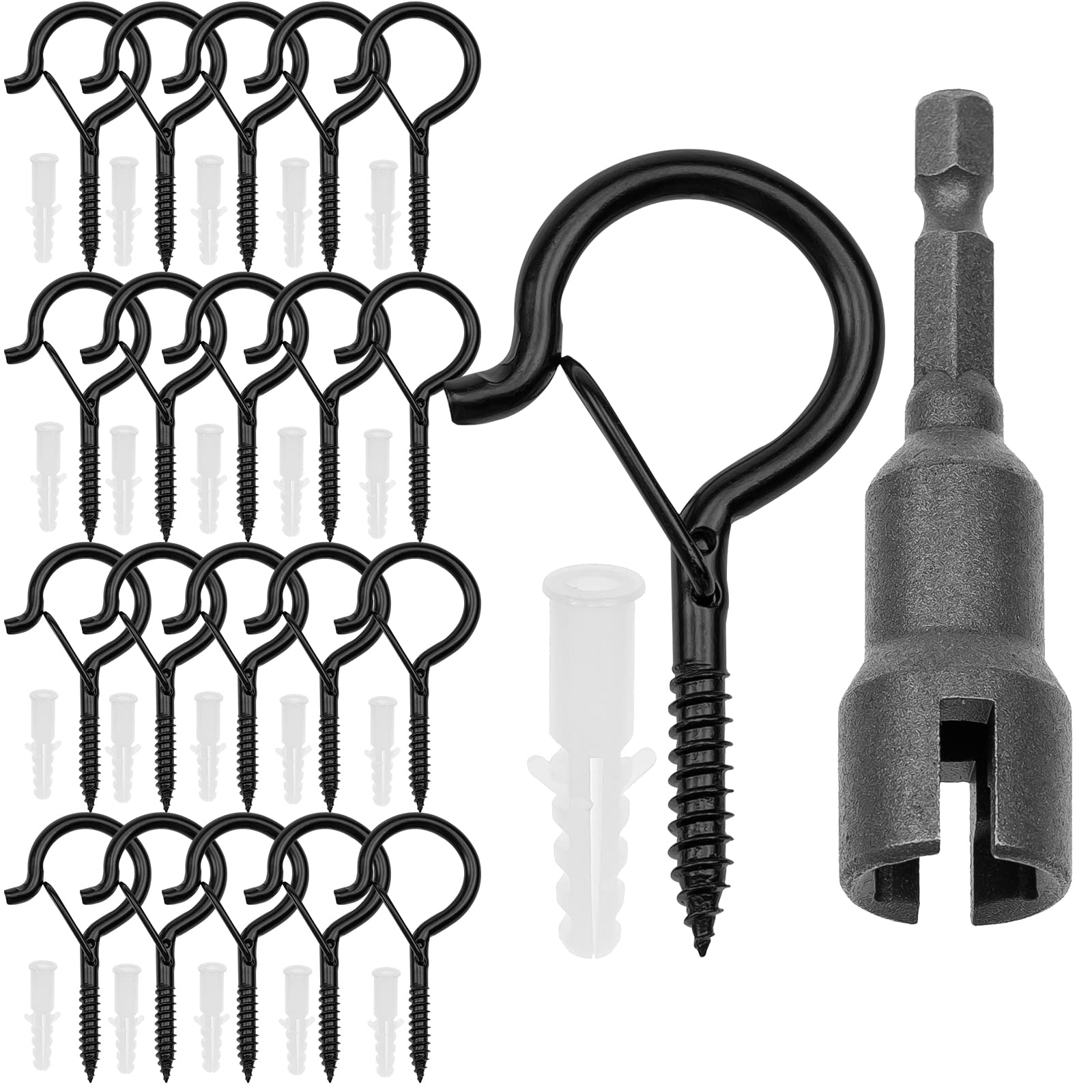 20 Pack Rust-Resistant Q Hooks for Outdoor String & Christmas Lights - Perfect for Patio & Garden Decor