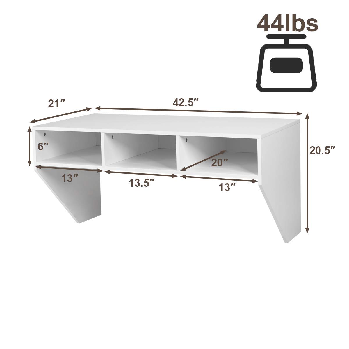 Giantex Wall Mounted Floating Desk with 3 Storage Shelves - Compact Computer Desk for Laptop, Writing & Study - Space-Saving Solution for Home Office, Bedroom & Living Room (White) - Perfect for Small Spaces & Modern Interior Design