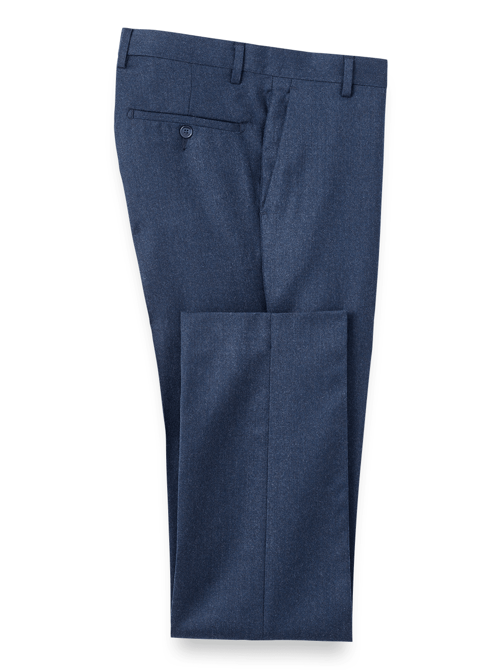 Premium Wool Flannel Flat Front Pants for Men - Classic Blue - Comfortable Office Wear & Winter Business Casual Attire