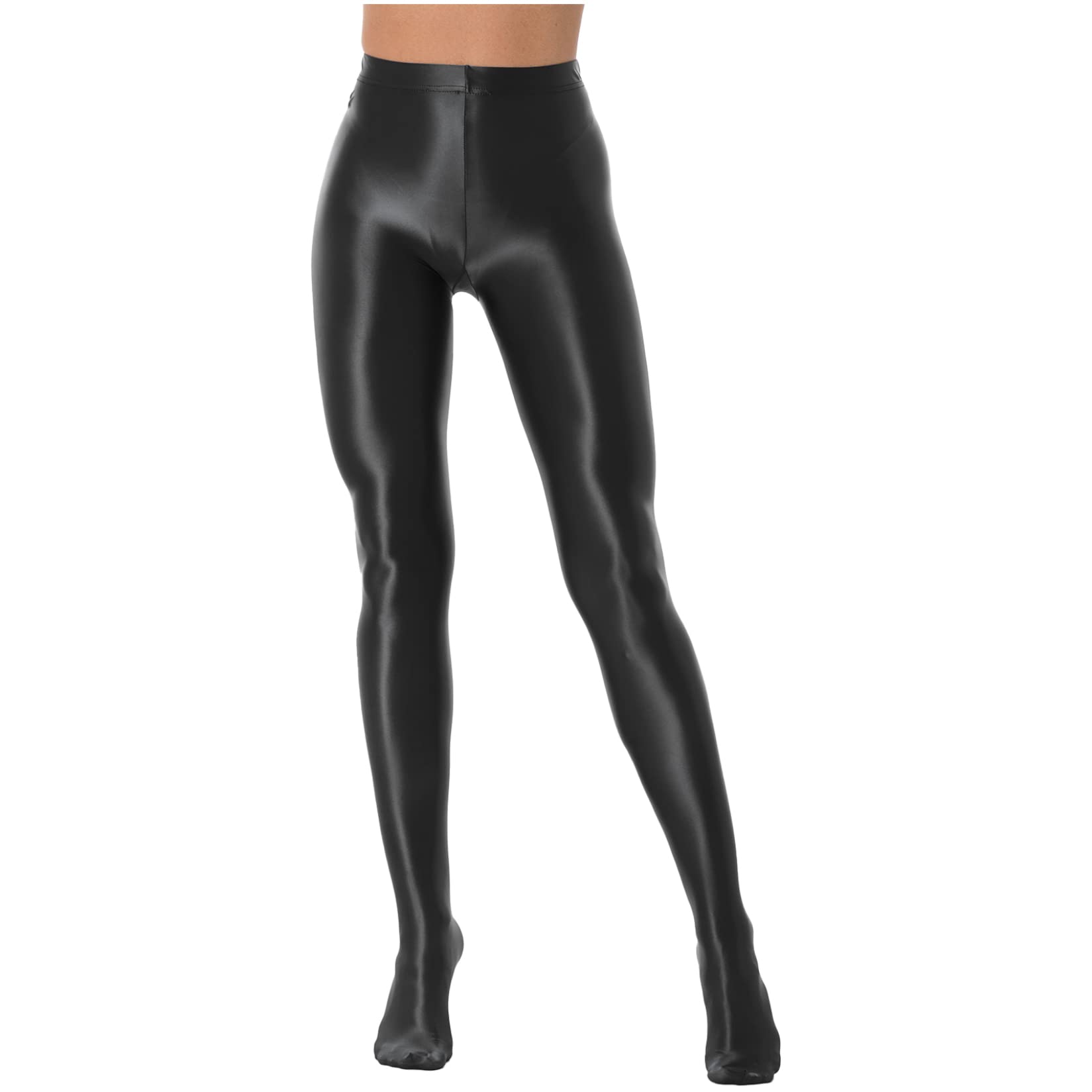 Women's High Waist Shiny Glossy Yoga Pants - Stretchy Workout Leggings for Running, Gym & Lounge - Sexy Shimmery Activewear Tights for Women
