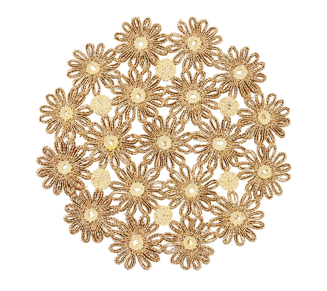 Natural & Ivory Daisy Placemat Set of 4 - Elegant Table Setting for Dining Room, Kitchen, or Outdoor Entertaining