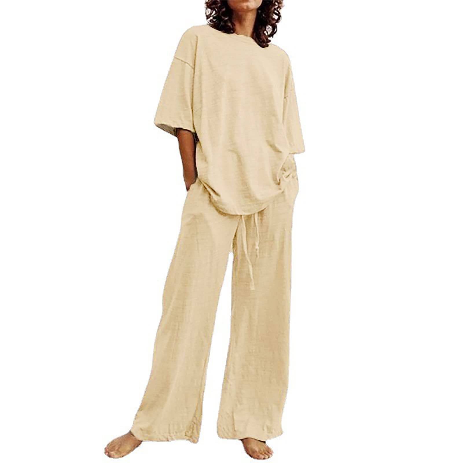 Women's 2-Piece Summer Outfit Set - Short Sleeve Lounge & Vacation Shorts Set | Comfortable Casual Wear for Beach, Travel & Relaxation