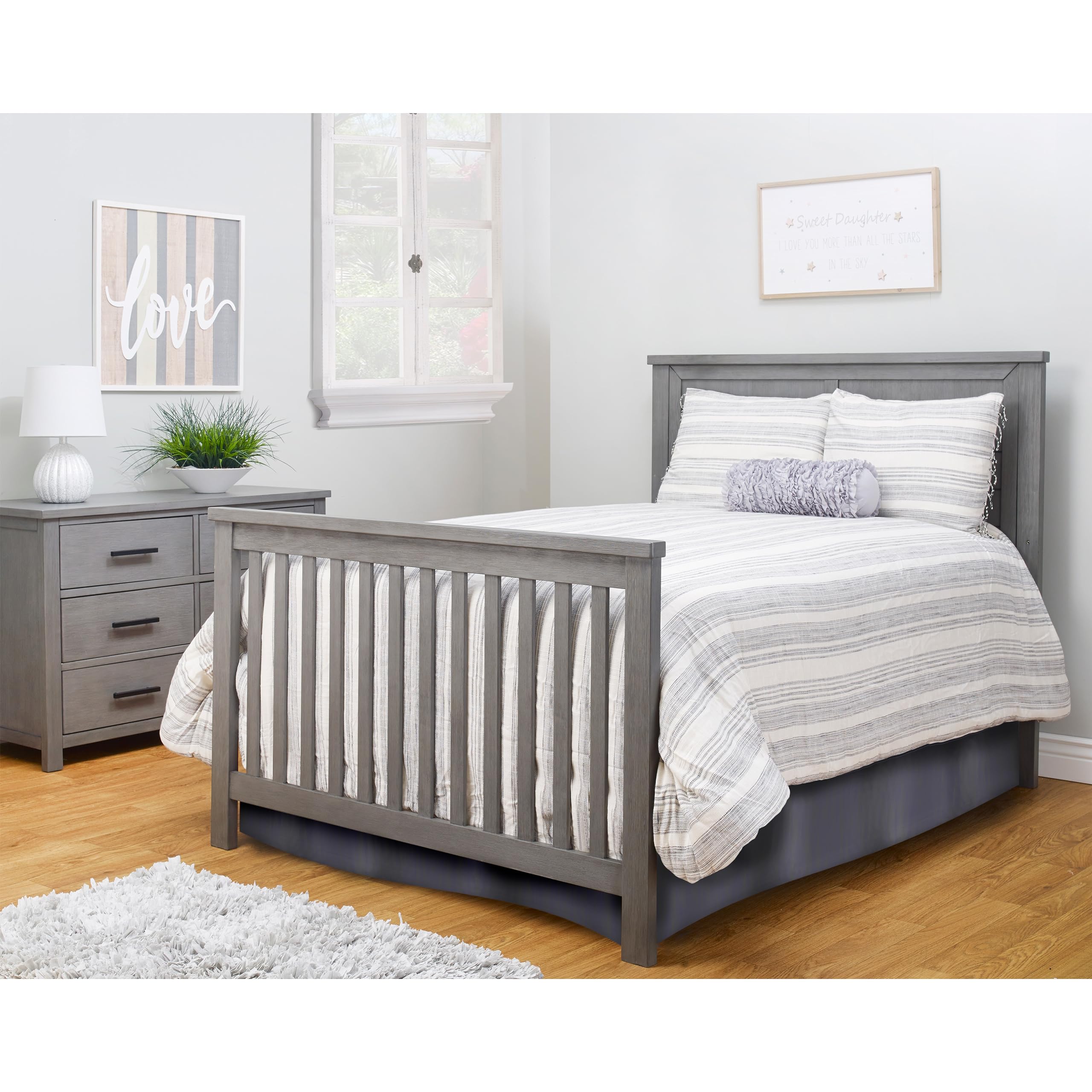 Sorelle Furniture Westley 4-in-1 Convertible Baby Crib - Classic Wooden Crib with Non-Toxic Finish | Toddler Bed & Daybed Conversion | Safe Nursery Furniture for Newborns & Kids (Grigio) - Perfect for Modern Nurseries & Children's Bedrooms