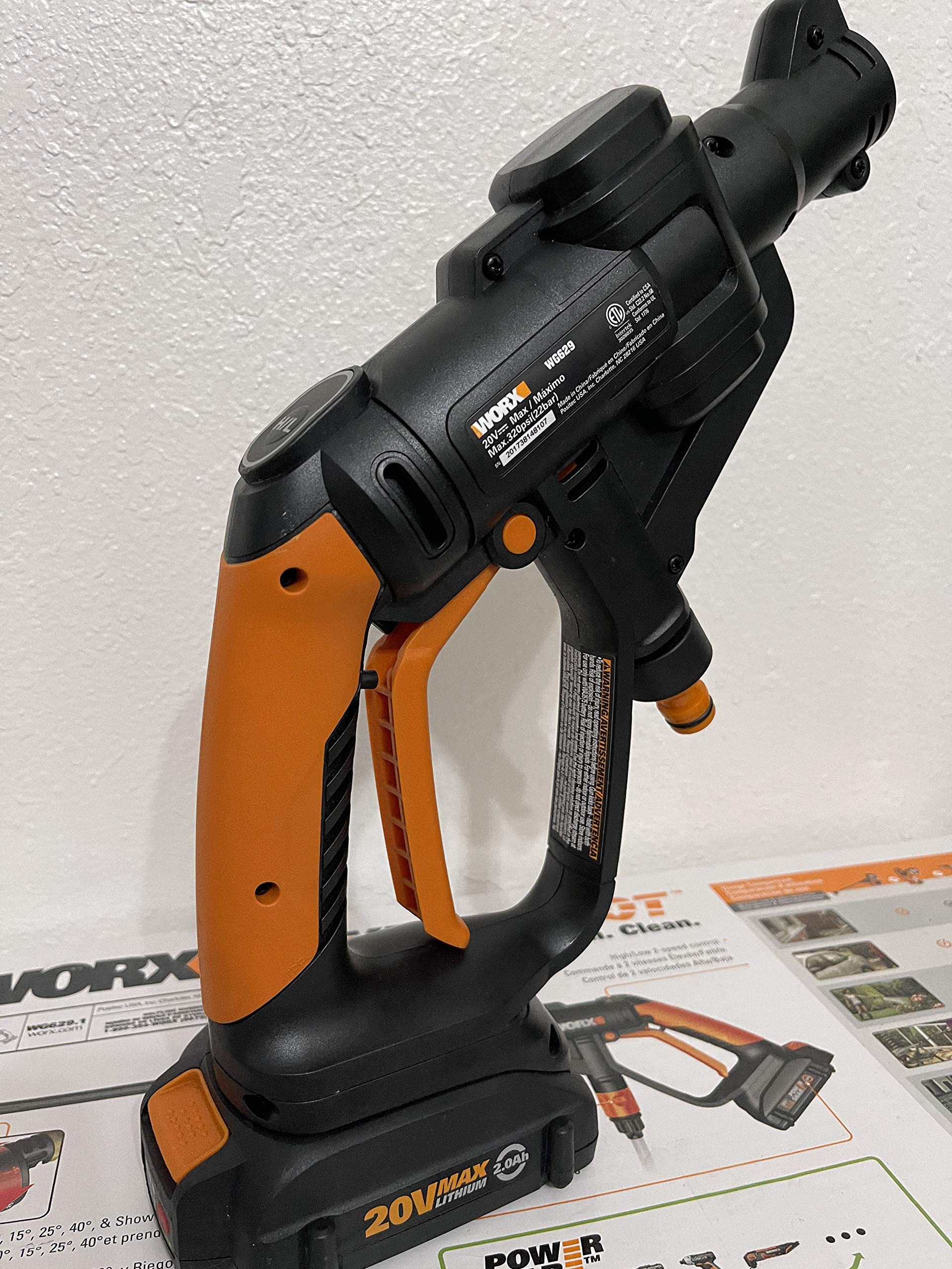 WORX WG625 20V Power Share Hydroshot Portable Pressure Washer - Cordless Electric Power Cleaner for Cars, Patio, Driveway & Outdoor Cleaning