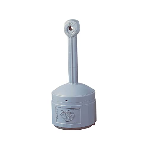 Justrite 26800 Cease-Fire Gray Cigarette Butt Receptacle - Fireproof Outdoor Ashtray for Public Spaces, Parks & Commercial Buildings