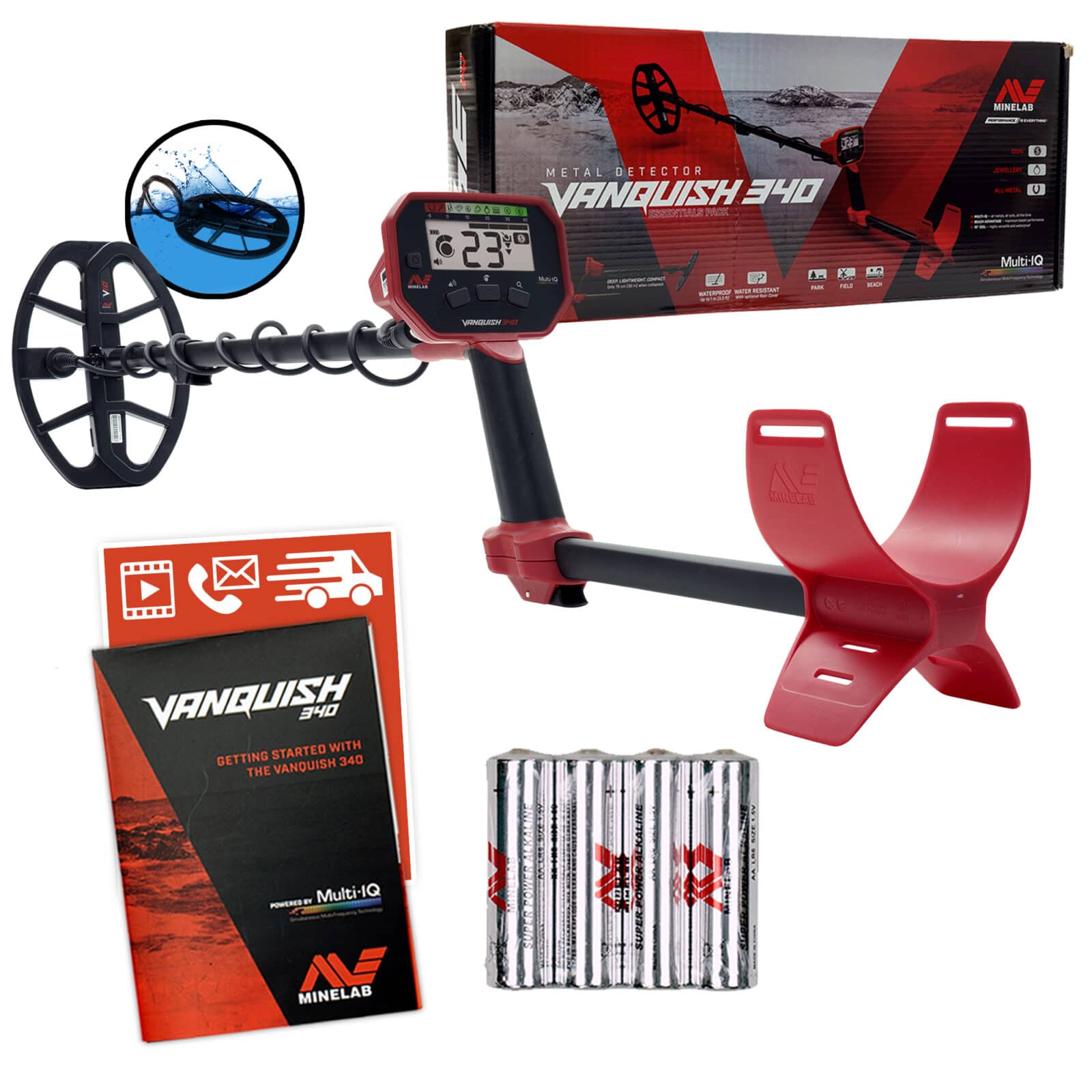 Minelab VANQUISH 340 Metal Detector with Pro Find 40 Pinpointer & Carry Bag - Professional Metal Detecting for Treasure Hunting, Beach, Park & Outdoor Adventures