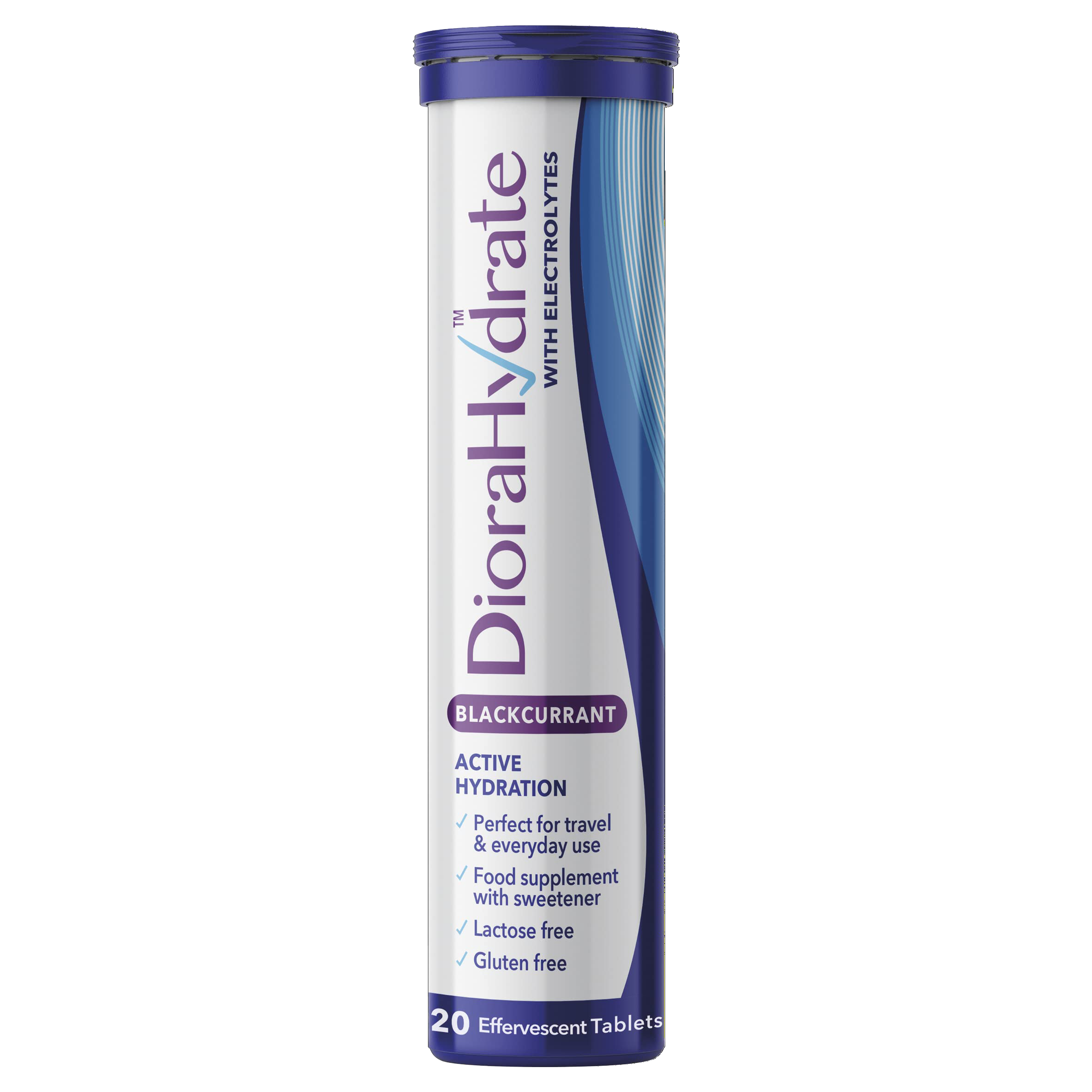 Diora Hydrate Effervescent Tablets - Blackcurrant Flavor (20 Count) | Vitamin C & Electrolyte Drink Mix for Hydration, Energy & Recovery | Perfect for Workouts, Travel & Daily Wellness