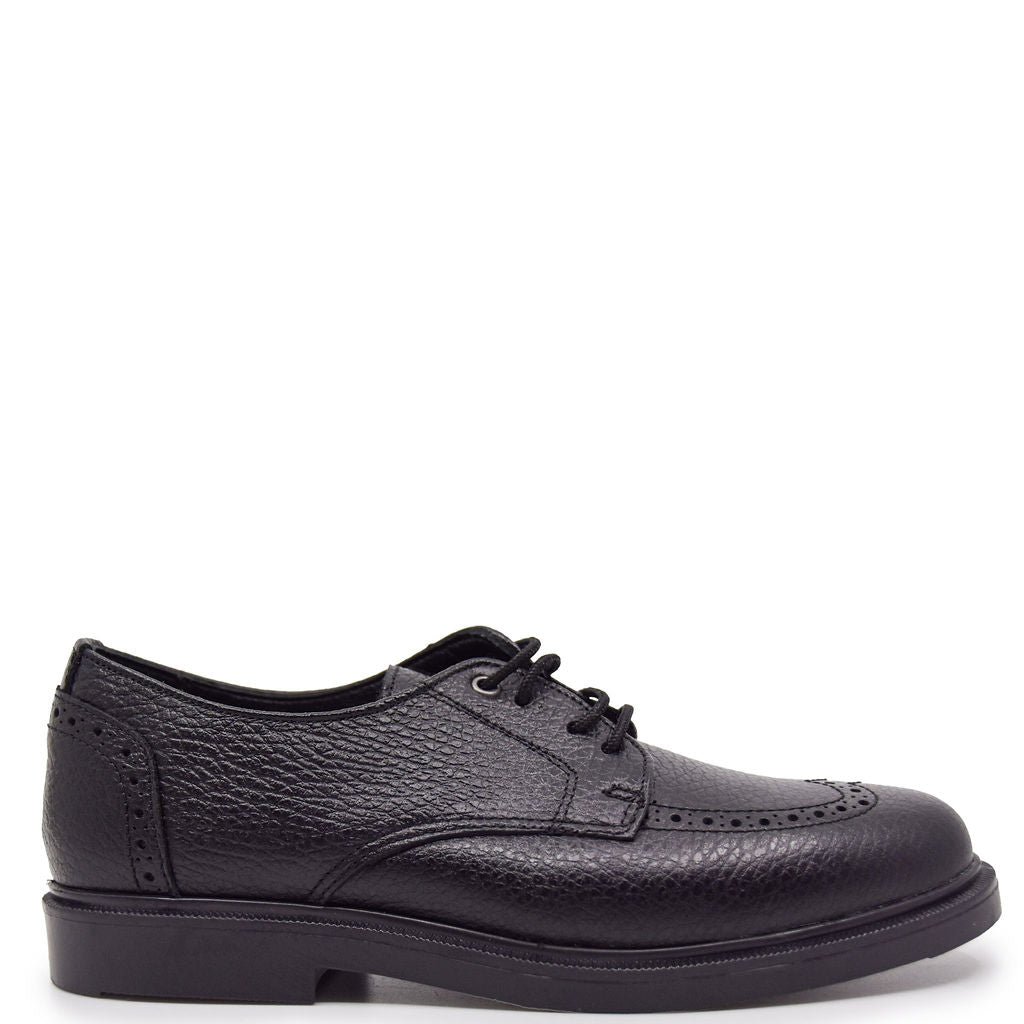 Blublonc Black Pebbled Wingtip Lace-Up Dress Shoes for Men | Formal Business Oxford Shoes | Perfect for Office, Wedding & Special Occasions