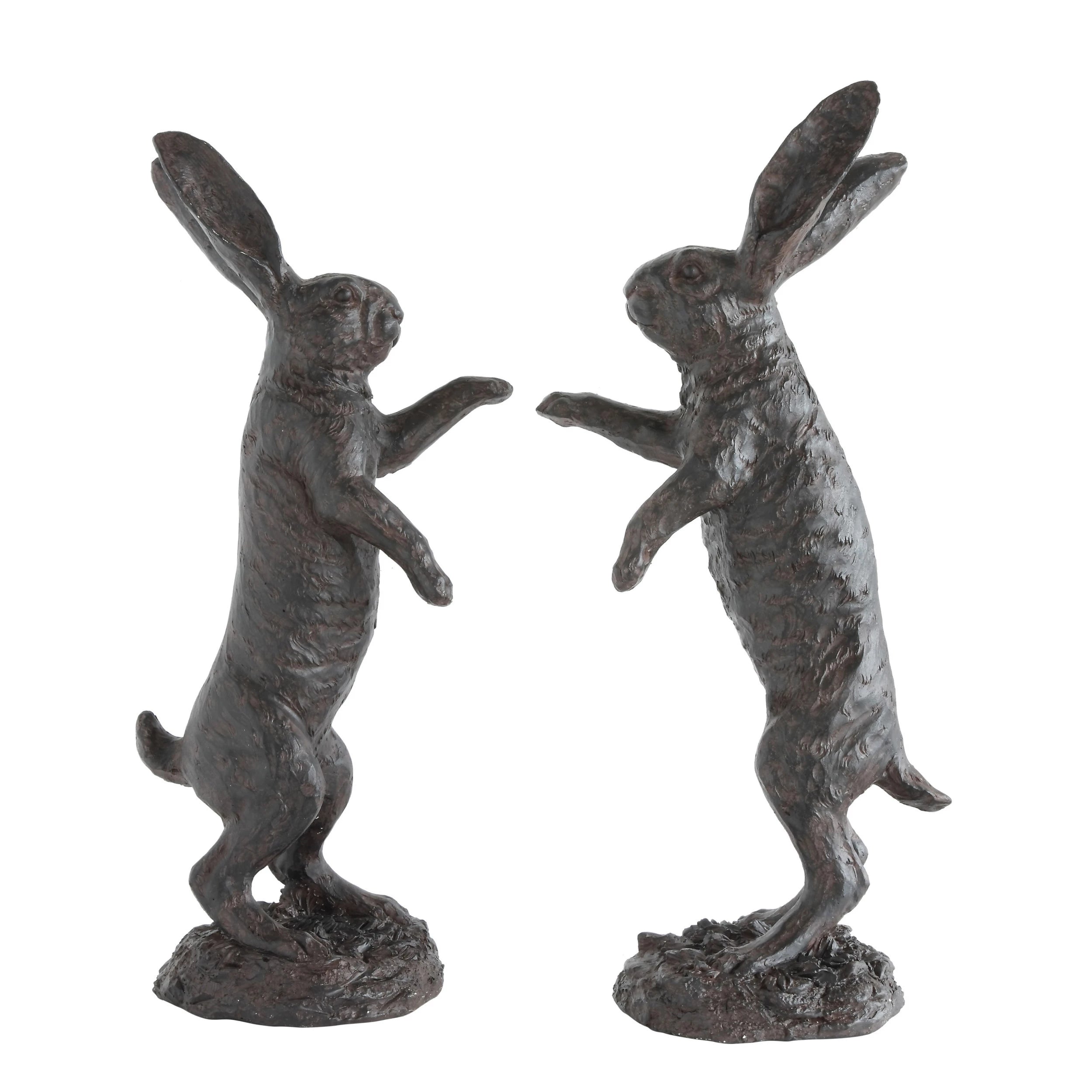 Magnesia Standing Rabbit Figurine Set - Elegant Home Decor for Living Room, Bedroom & Office