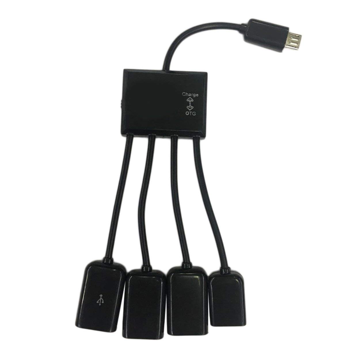 4-in-1 USB OTG Hub Adapter with Micro USB Port - Multi-Function Charging Cable for Android Phones & Tablets - Perfect for Travel, Office & Home Charging Stations