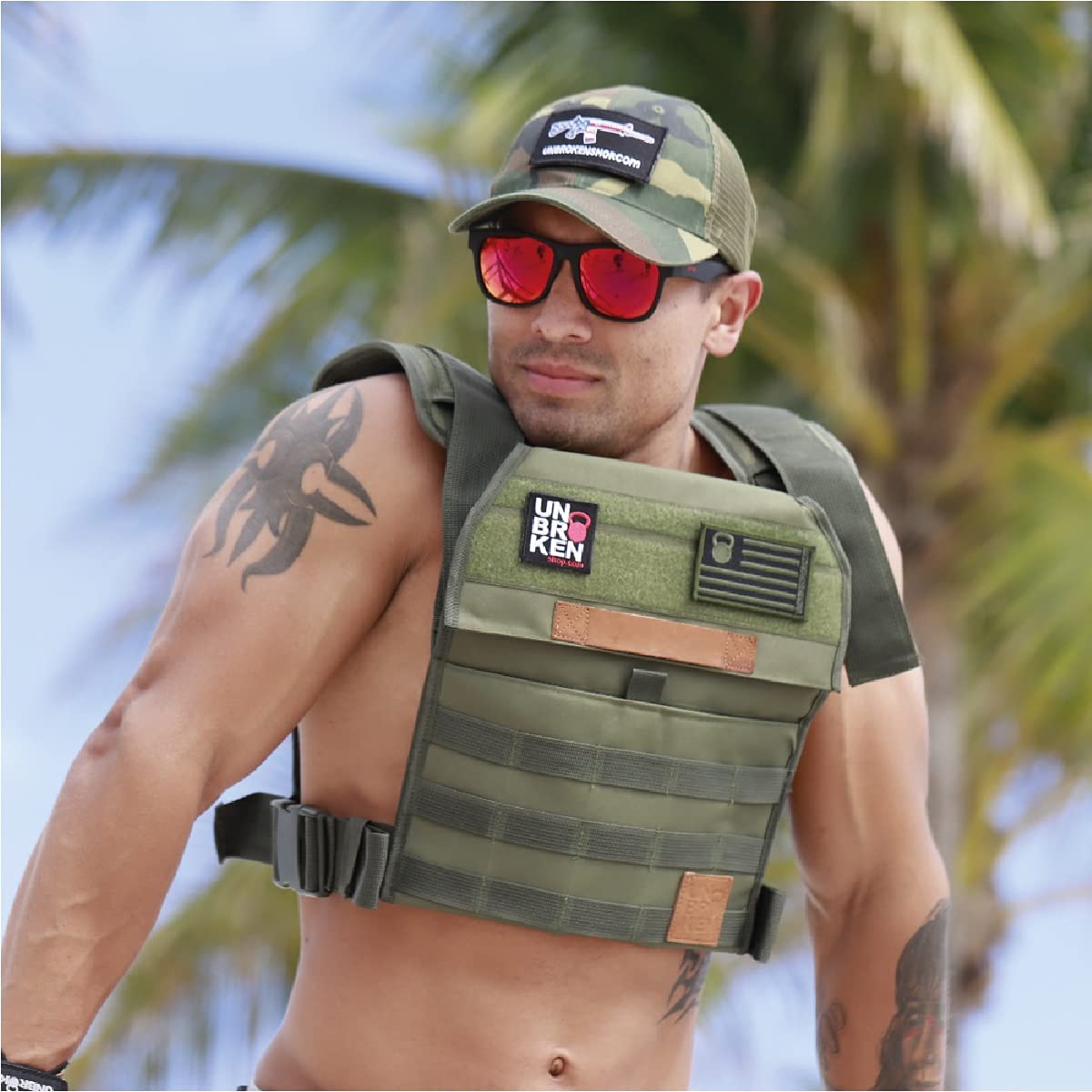 Adjustable Weighted Vest with Sand Plates for CrossFit & Strength Training - Men & Women - WOD Approved for Running & Endurance Workouts - Includes 2 Patches (Blue) | Perfect for Gym, Outdoor Fitness & Military Training