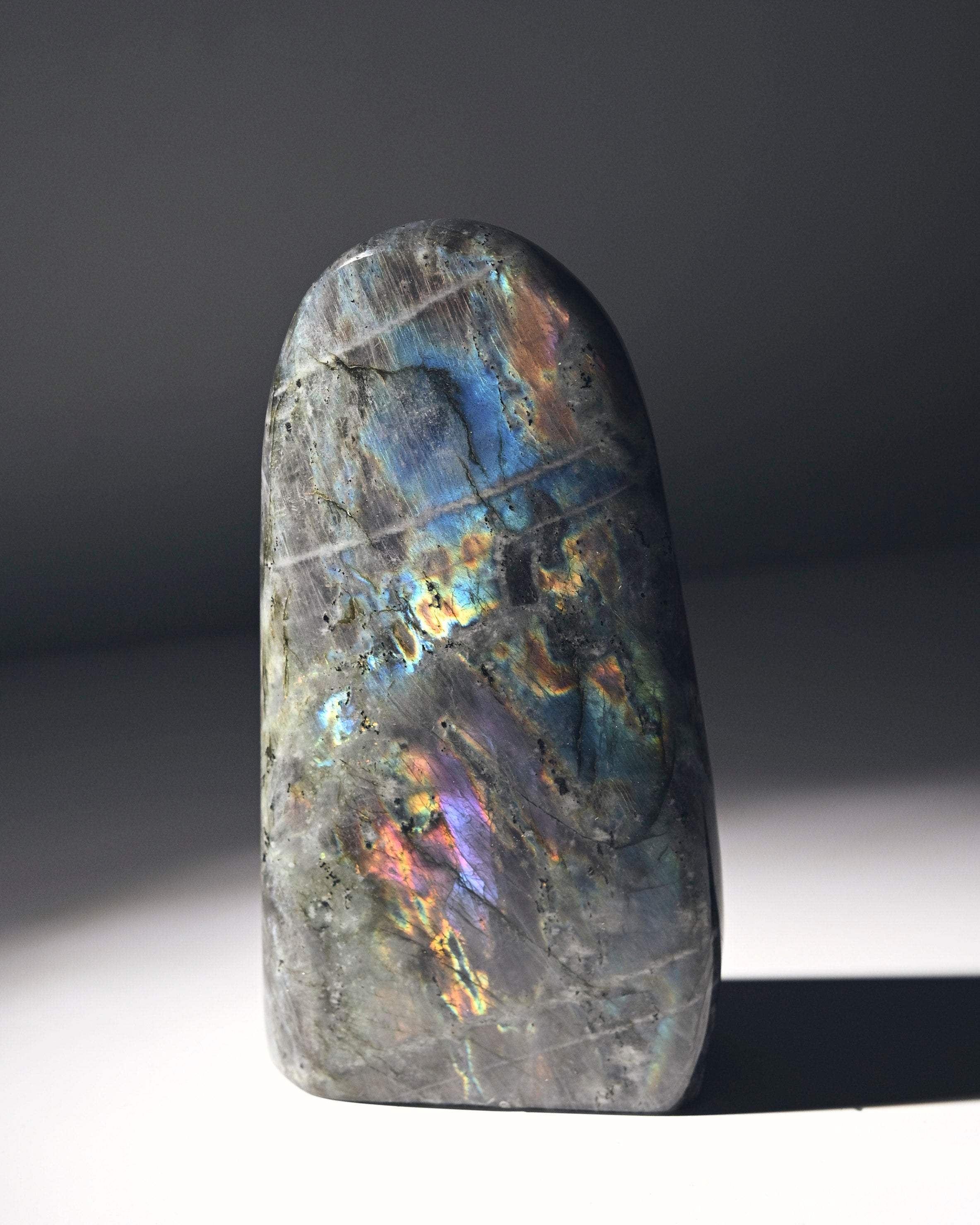 Natural Purple Labradorite Free Form Stone - Polished Healing Crystal (4.1lbs) for Meditation, Home Decor & Spiritual Energy Work