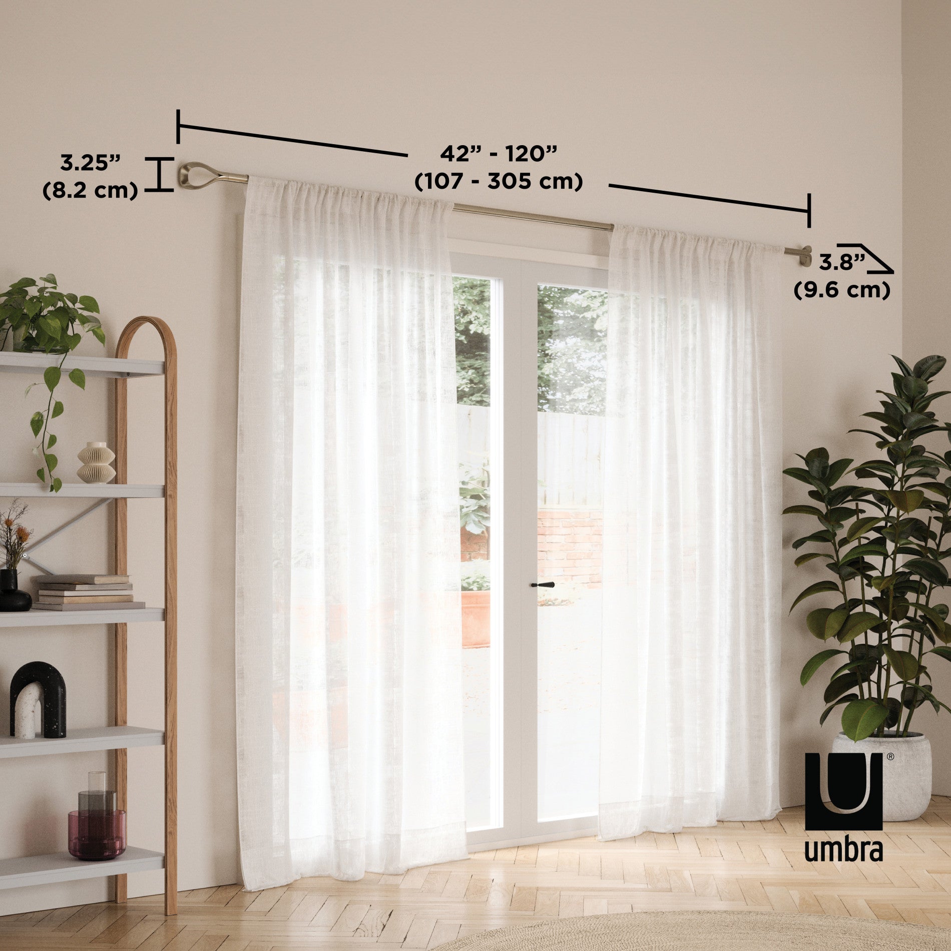 Loop 1 Adjustable Curtain Rod - Heavy Duty Stainless Steel Tension Rod for Windows, Doors & Room Dividers - Perfect for Home, Office & Dorm Decor