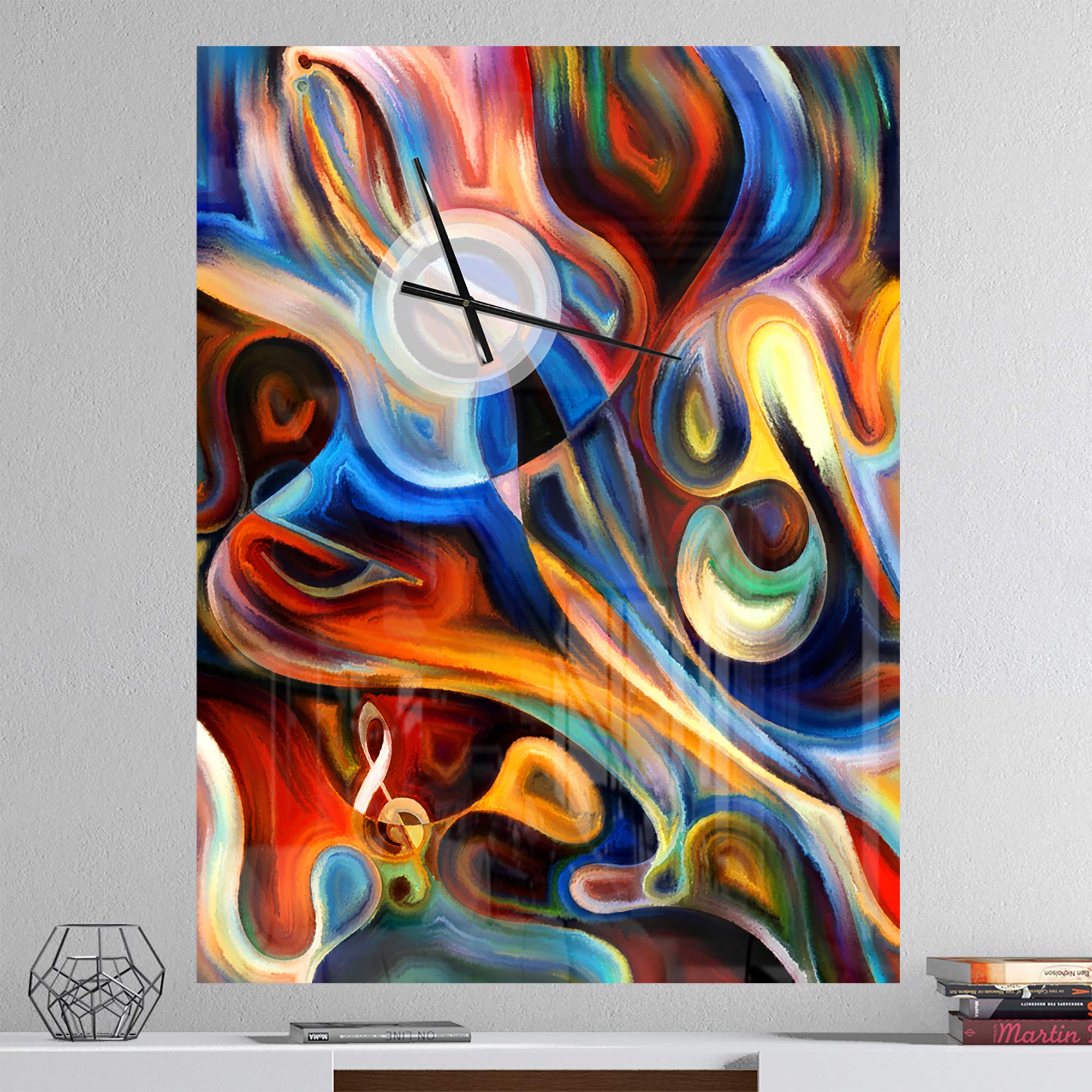 DesignQ Abstract Music & Rhythm Modern Wall Clock - Stylish Home, Bedroom, Bathroom, Office & Living Room Decor | Perfect for Contemporary Spaces & Music Lovers