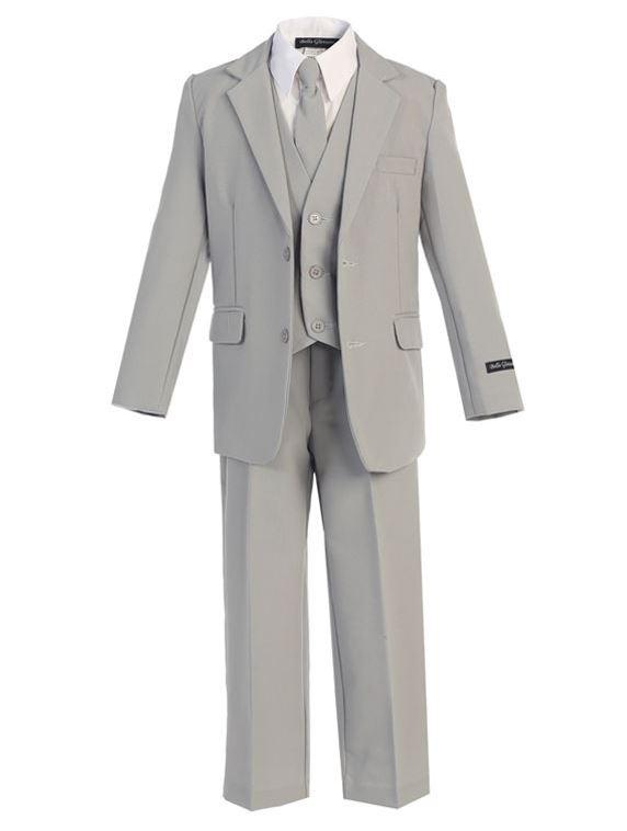 Classic Slim Light Gray Boys Suit for Weddings, School Events & Formal Occasions