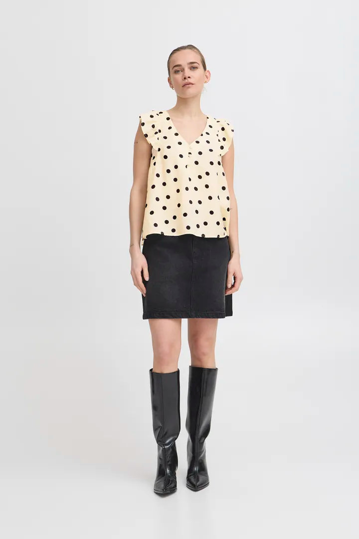 Dita Sleeveless Women's Top - Birch Dot Print Summer Blouse for Casual Wear & Date Night Outfits