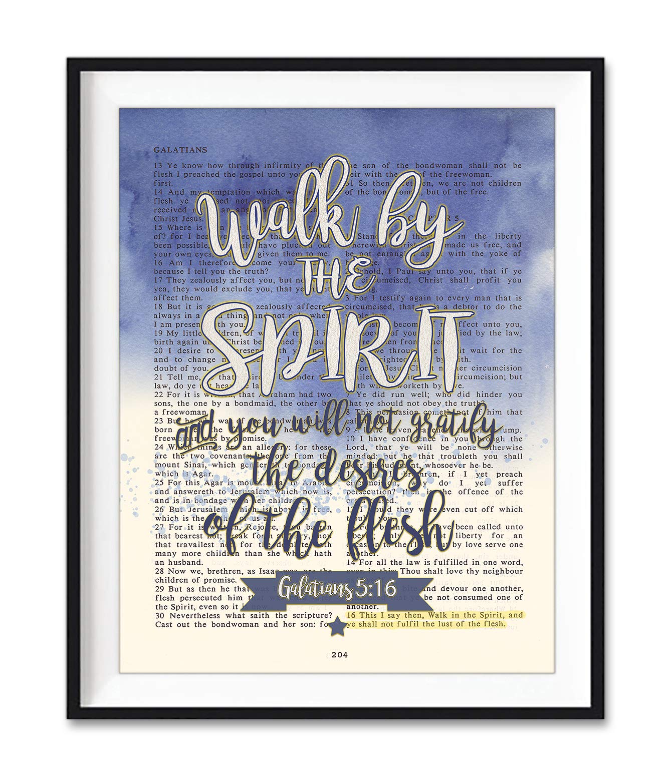 Vintage Bible Verse Art Print - Galatians 5:16, Christian Home Decor for Living Room & Bedroom