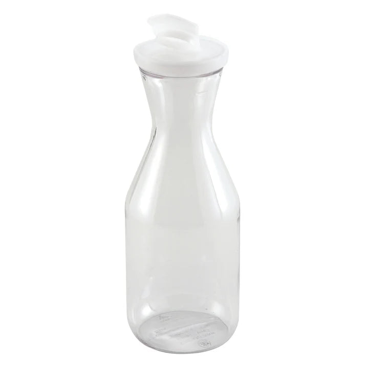 Winco 1.5 Liter Plastic Decanter with Flip Top Lid - Perfect for Wine, Juice & Water Storage at Home, Parties & Restaurants