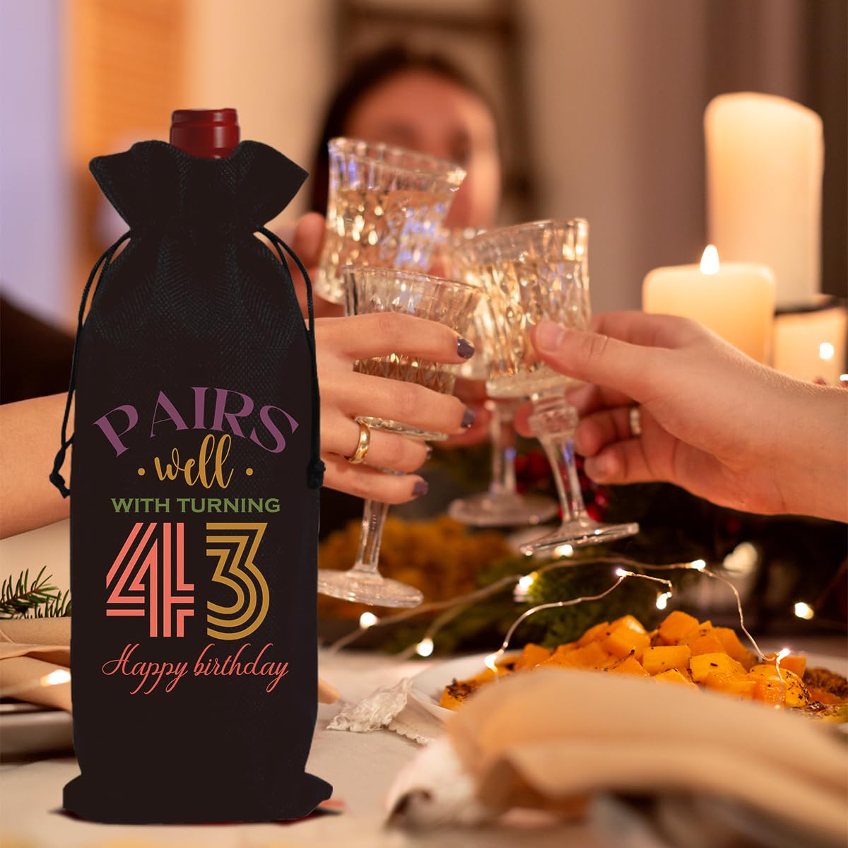 Funny 43rd Birthday Wine Gift Bag for Women & Men - 43 Year Old Birthday Present, Anniversary Party Decor - Born in 1982 Black Wine Bottle Bag (2025) - Perfect for Birthday Celebrations, Wine Lovers & 1982 Nostalgic Gifts