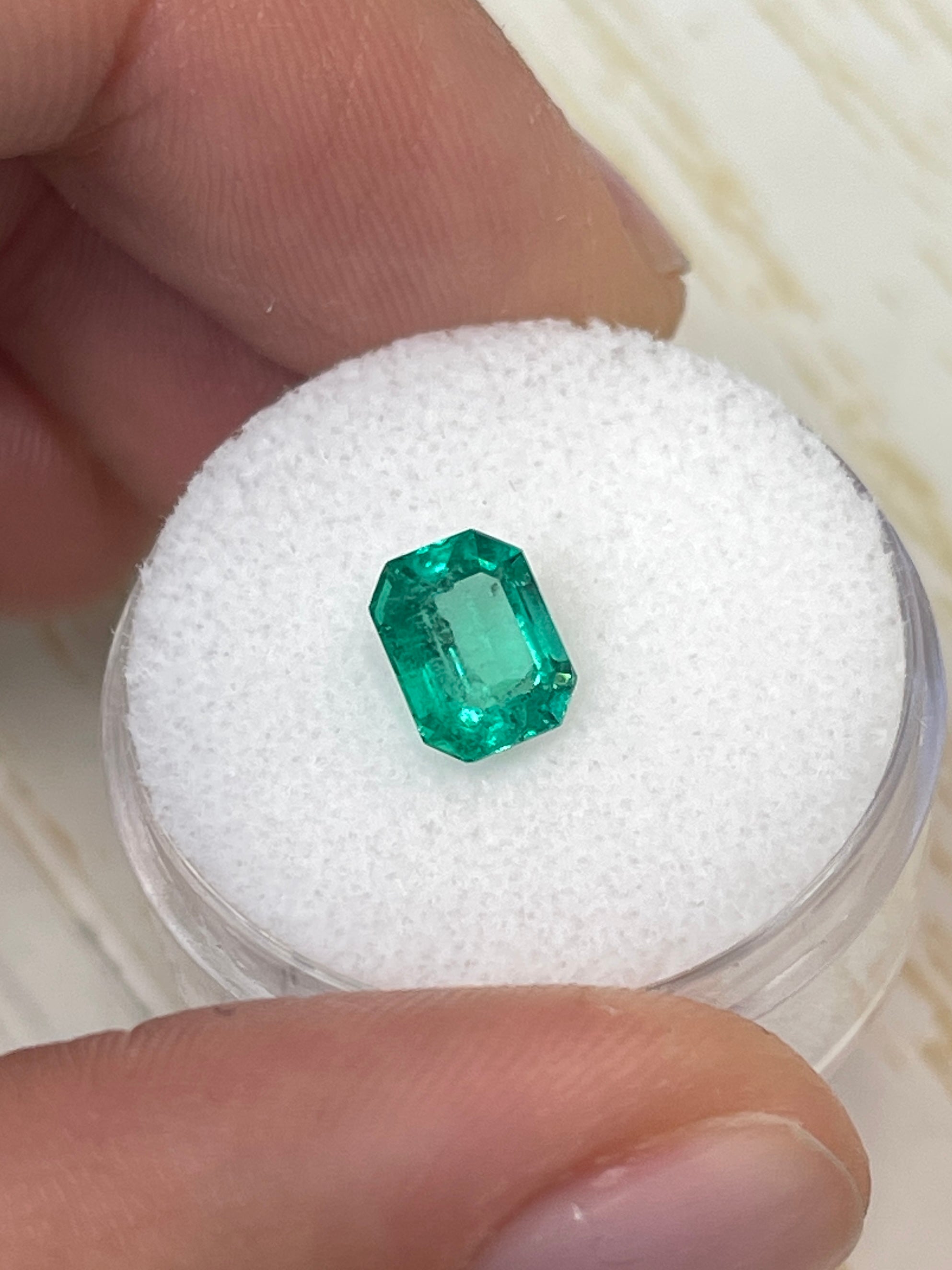 1.69 & 1.30 Carat Bluish Green Loose Colombian Emeralds - 7.5x6mm Emerald Cut Gemstones for Jewelry Making & Engagement Rings