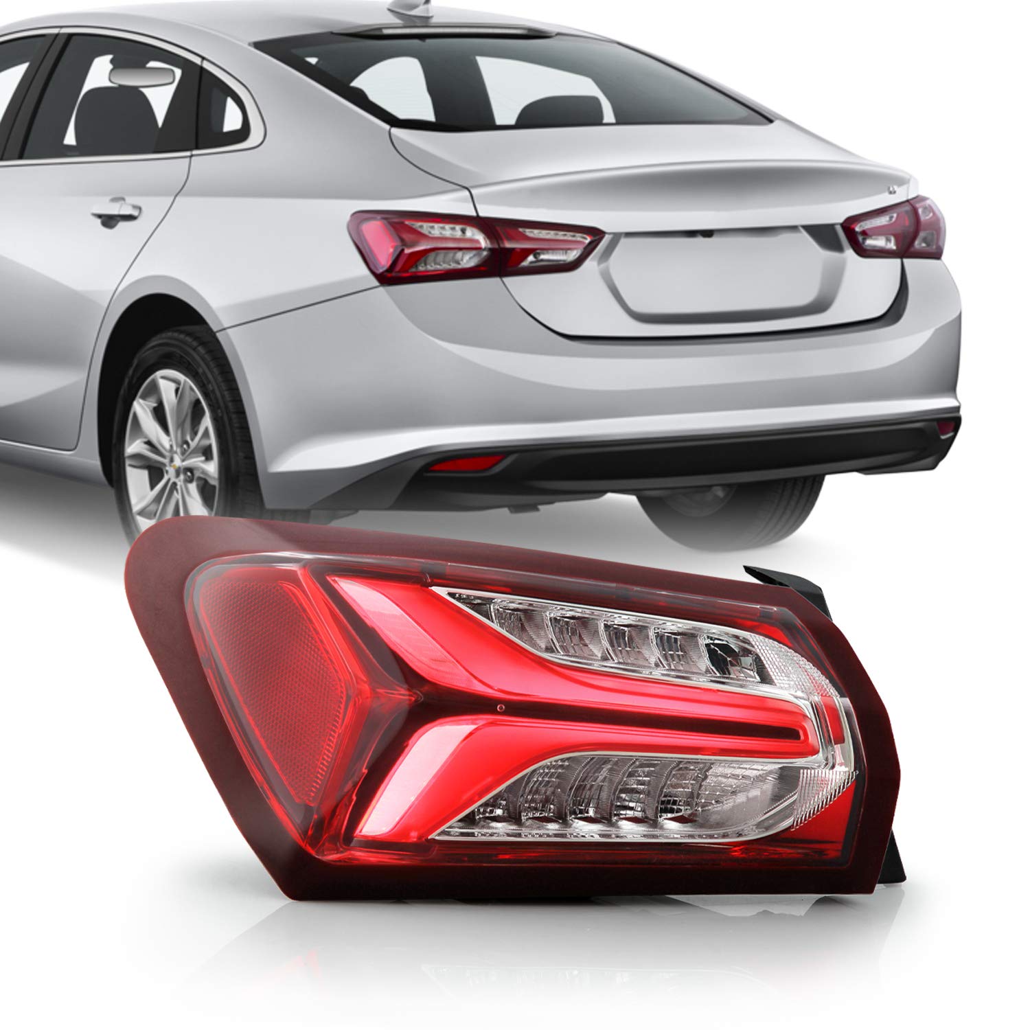 AKKON LED Tail Lights for 2019-2022 Chevy Malibu - OE Style Red Rear Lamp Housing (Driver Side Left) - Perfect for Night Driving & Enhanced Safety
