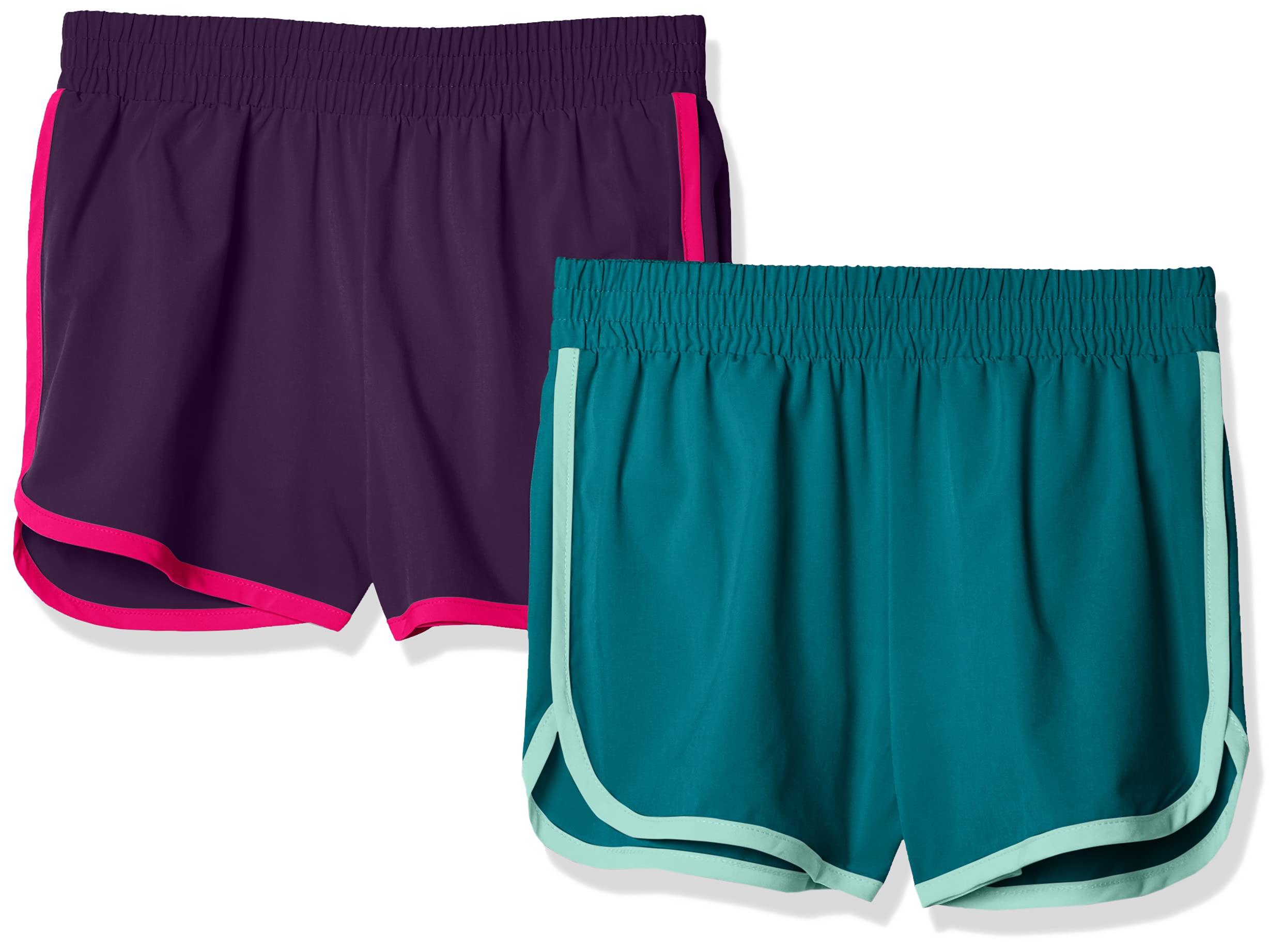 Amazon Essentials Girls and Toddlers' Active Running Shorts - 2 Pack - Soft Breathable Athletic Shorts for Kids - Perfect for Playtime, Sports & Outdoor Activities