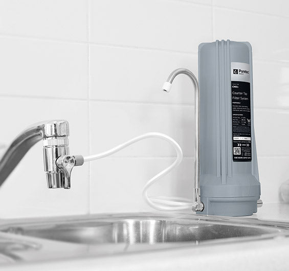 Puretec CNB1 Countertop Water Filtration System with Faucet - 4 LPM Flow Rate | Under Sink & Kitchen Drinking Water Filter for Clean, Great-Tasting Water