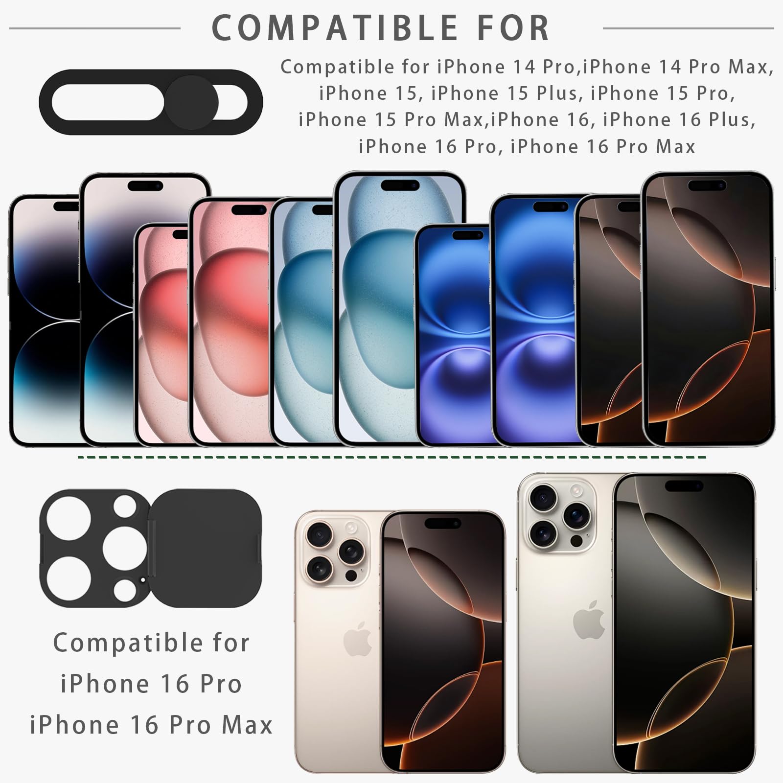 Privacy Screen Protector for iPhone 16 Pro & iPhone 16 Pro Max with Front Camera Cover - 2 Pack Anti-Spy Tempered Glass, Secure Your Data Without Blocking Face ID - Perfect for Office, Travel & Public Use