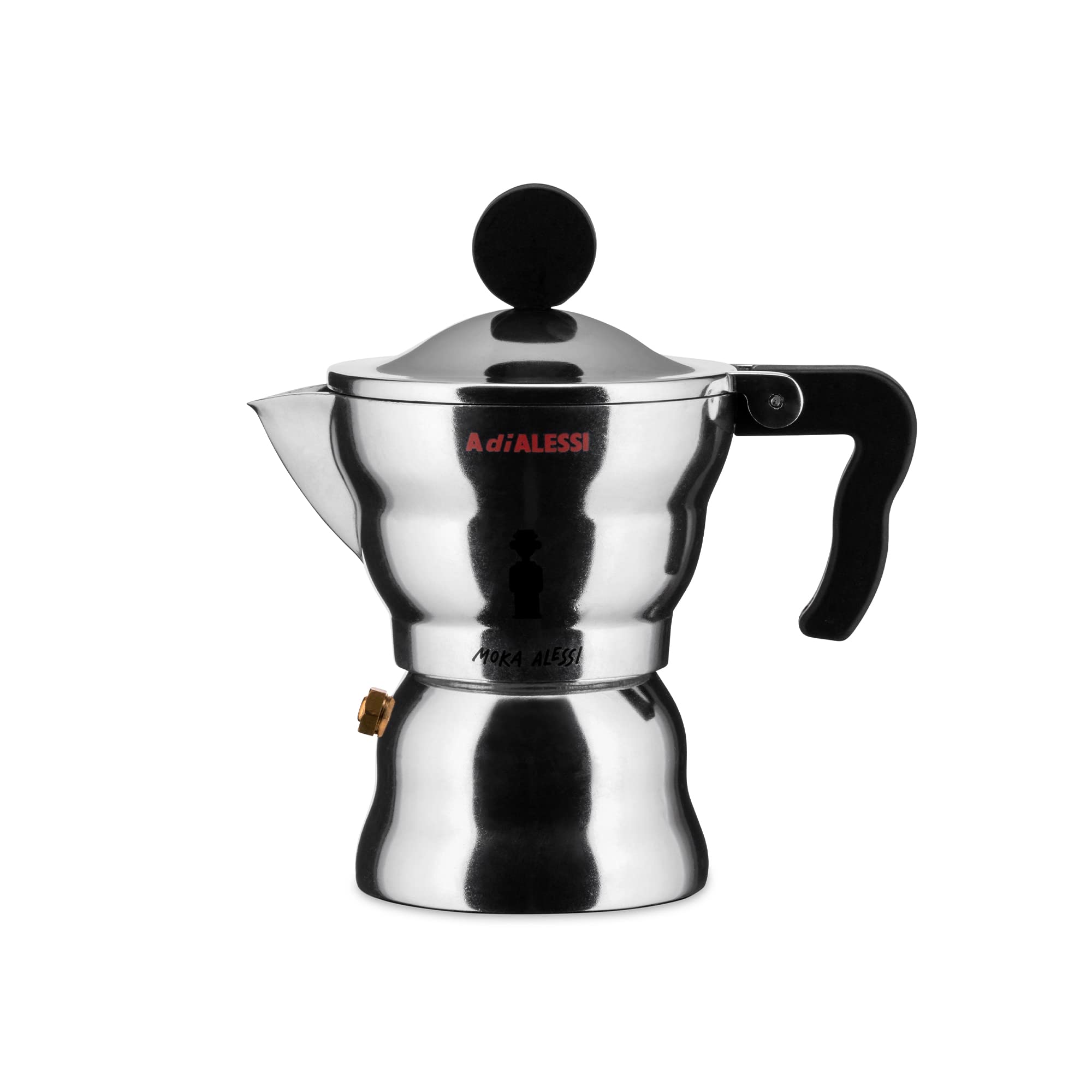 Alessi AAM33 Stovetop Espresso Maker by Alessandro Mendini - 1 Cup Italian Coffee Maker, Black - Perfect for Home, Office & Camping Coffee Brewing