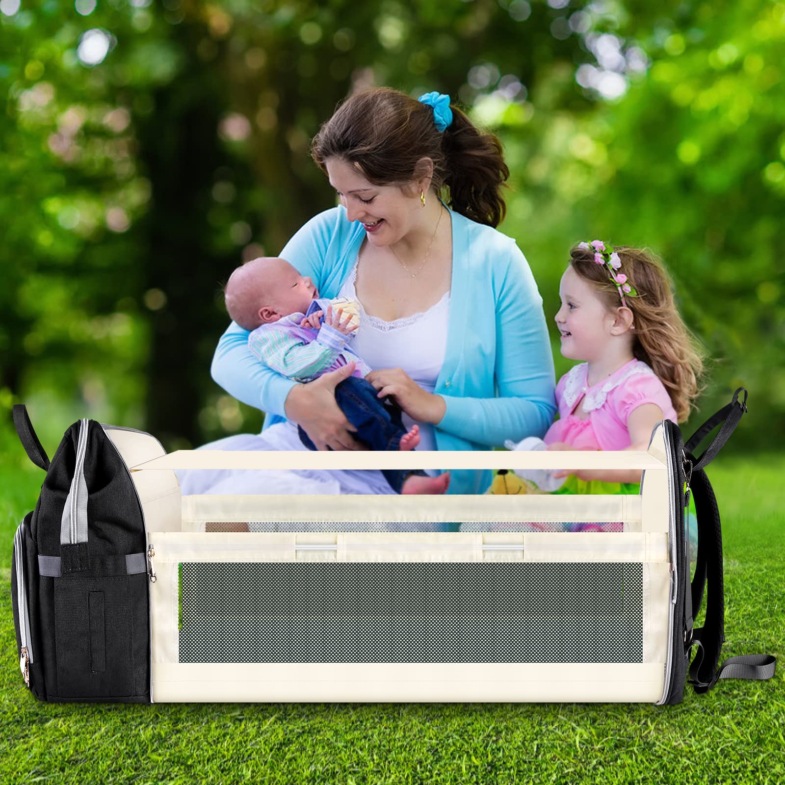 Waterproof Diaper Backpack with Changing Station - Multifunctional Baby Travel Bag for Parents | Perfect for Daycare, Outings & Airplane Travel