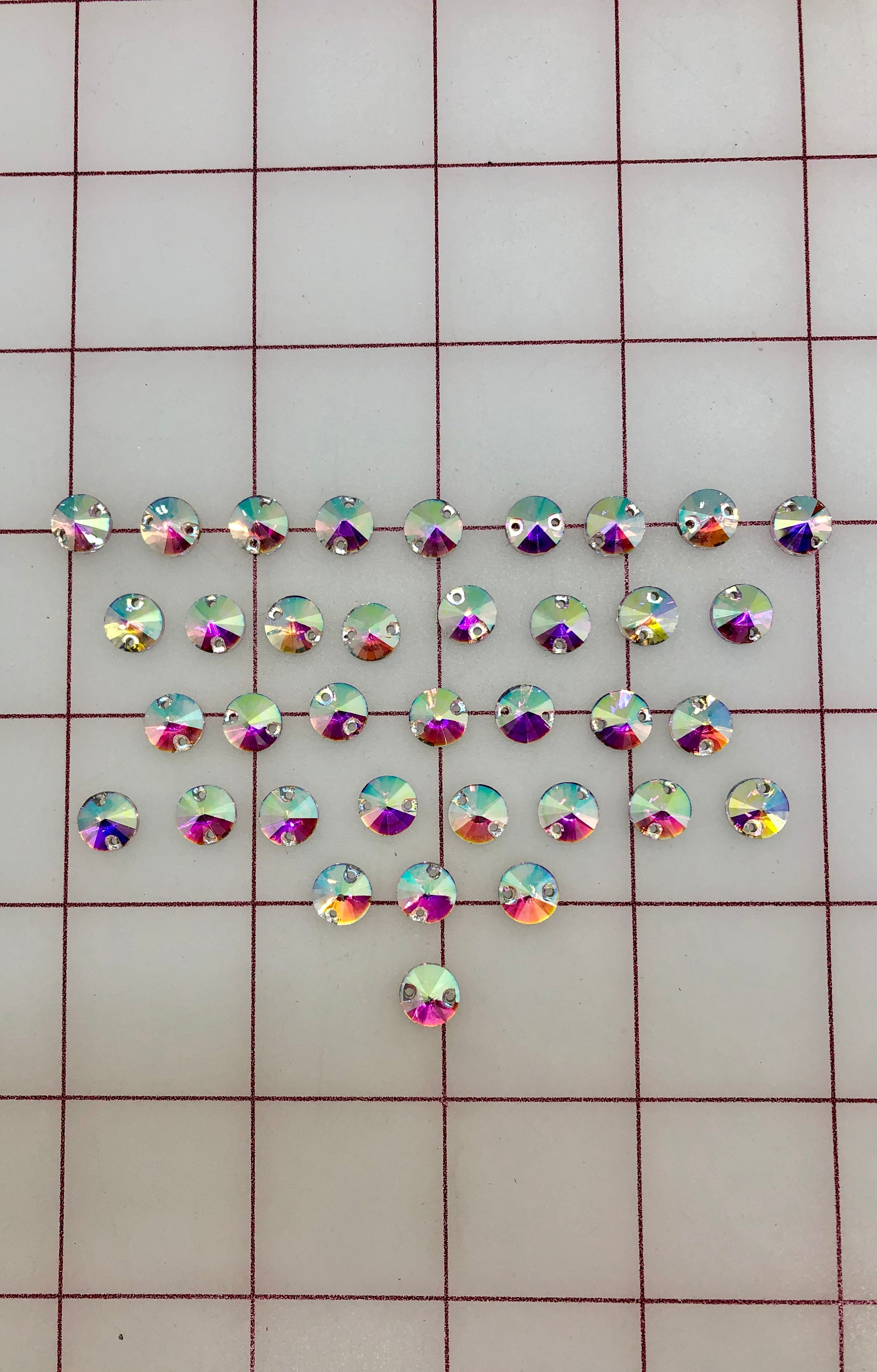 10mm Czech Bright Cut Crystal AB Rhinestones - Round Sew On Rivoli (12 Pieces) - Perfect for DIY Jewelry, Wedding Dresses, and Costume Embellishments