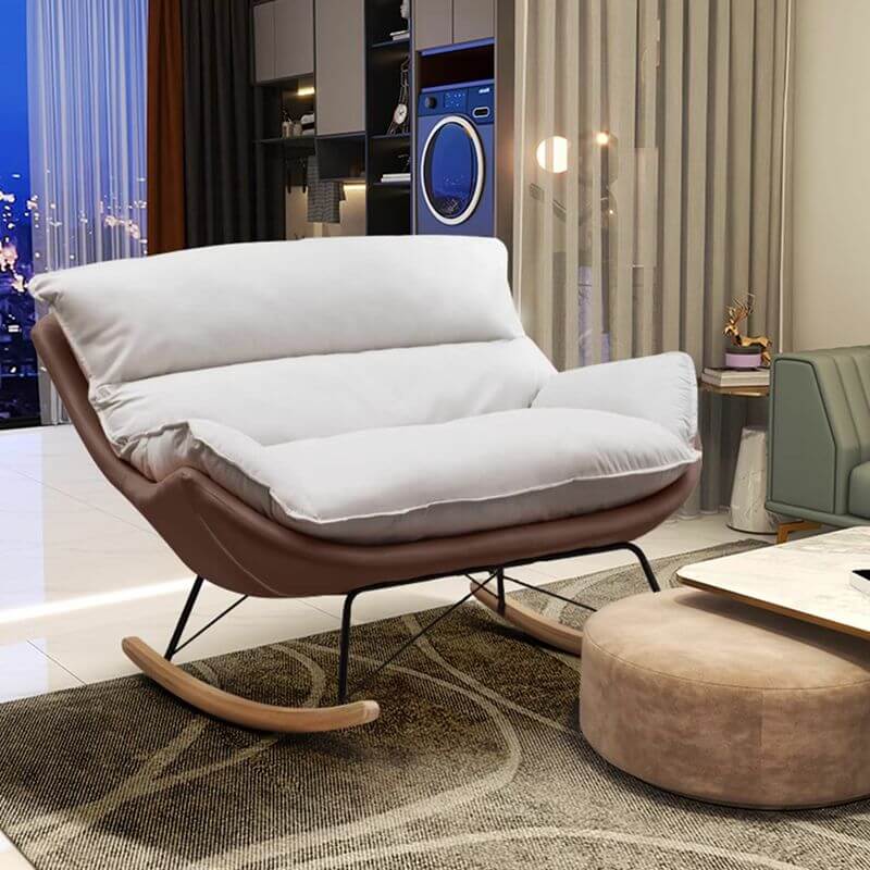 Comfortable Indoor Light Wood Rubberwood Spindle Rocking Chair - Scratch Resistant with Removable Cushions - Perfect for Nursery, Living Room & Relaxation