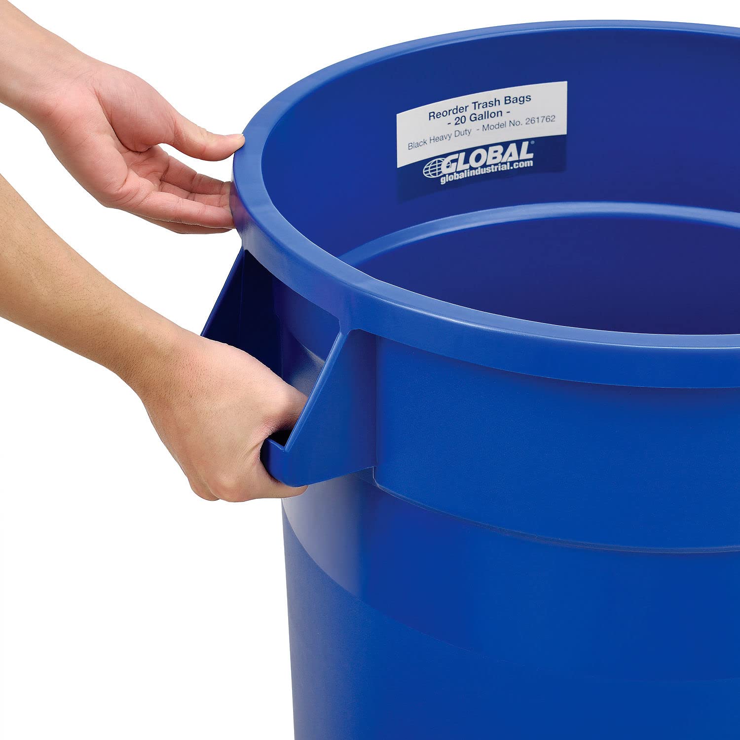 20 Gallon Heavy-Duty Plastic Trash Can with Lid - Blue Commercial Grade Waste Bin for Kitchen, Office, Restaurant & Outdoor Use