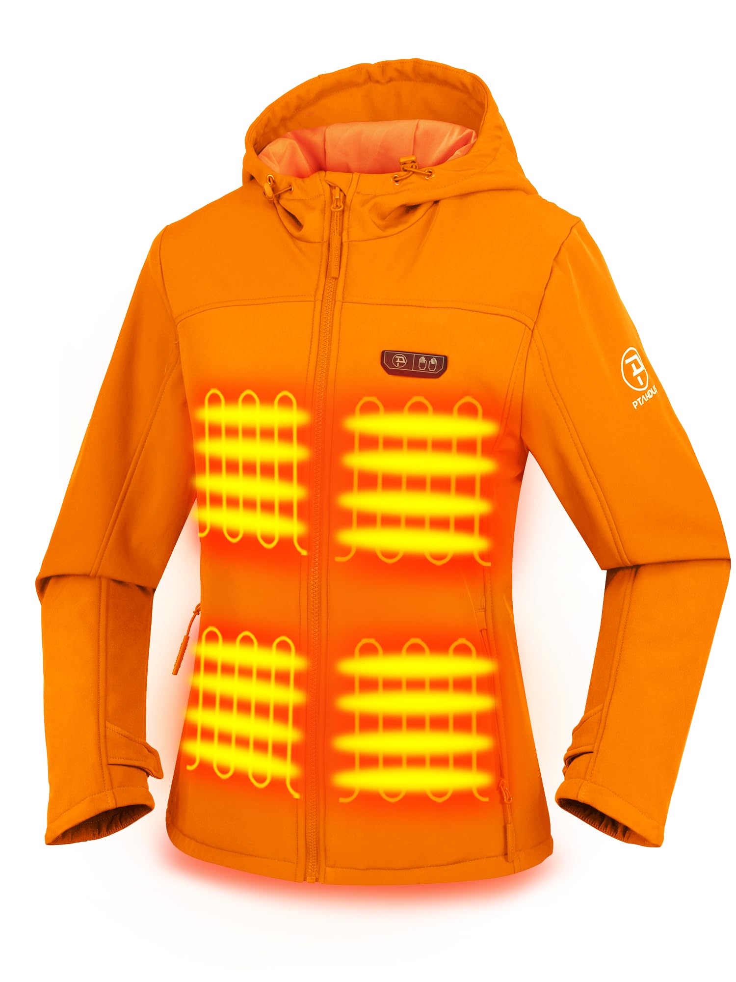 PTAHDUS Women's Heated Jacket with 5 Adjustable Heat Zones & Rechargeable Battery Pack - Winter Warm Coat with Hand Warmer Pockets for Outdoor Activities, Camping & Cold Weather