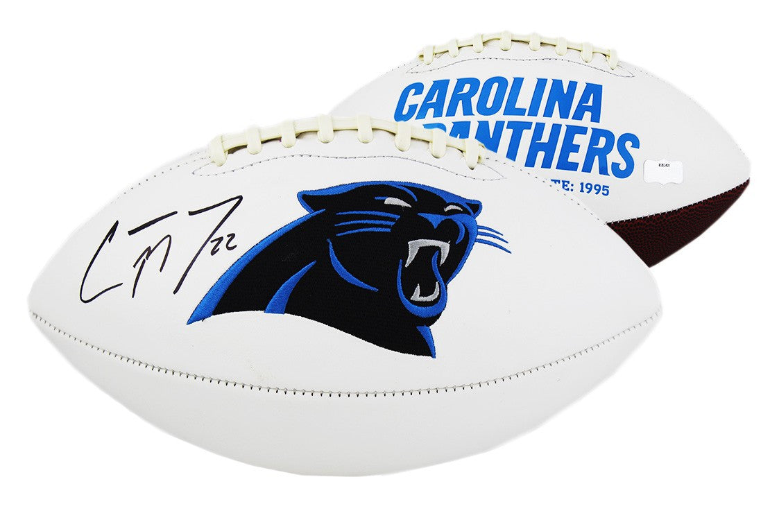 Authentic Christian McCaffrey Signed Carolina Panthers NFL Football - Limited Edition Embroidered Collectible - Perfect for Sports Memorabilia Displays & Fan Gifts