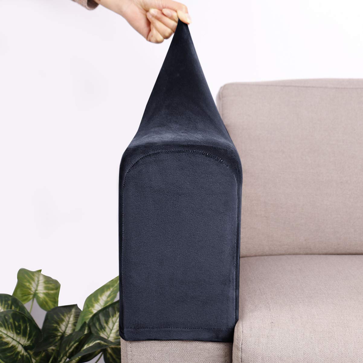 BESPORTBLE Stretch Fabric Armrest Covers - Anti-Slip Furniture Protector for Recliner, Sofa, Couch & Car Console (2-Pack) - Perfect for Home, Office and Vehicle Use