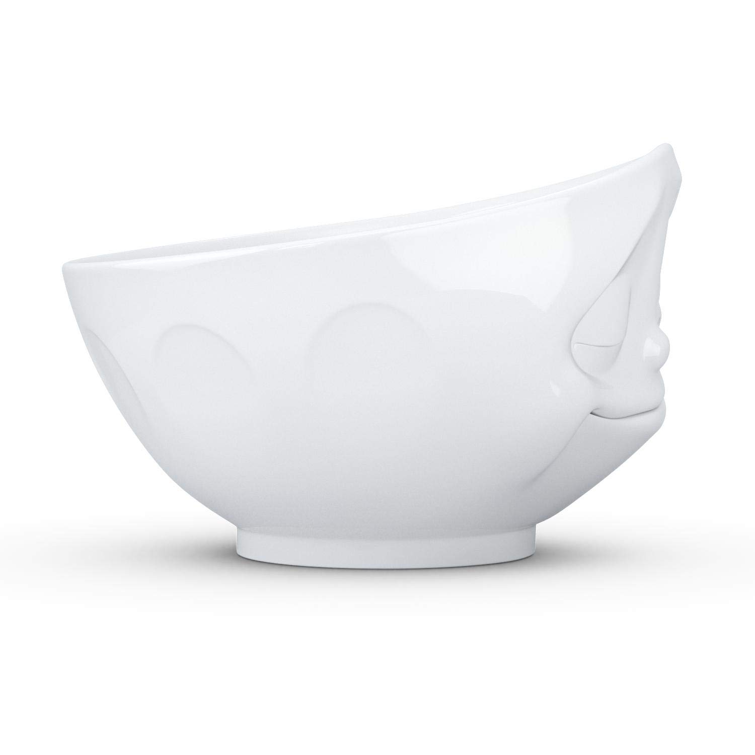 FIFTYEIGHT PRODUCTS Happy Face Porcelain Bowl - 16 oz White Cereal & Soup Serving Bowl, Durable Dish for Breakfast, Dessert, or Snacks - Single Piece