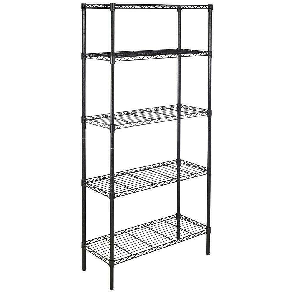 5-Tier Metal Wire Shelving Unit for Home, Kitchen, Garage - Heavy Duty Storage Rack for Plants, Shoes, Books & Closet Organization - Perfect for Pantry, Laundry Room & Office Storage Solutions